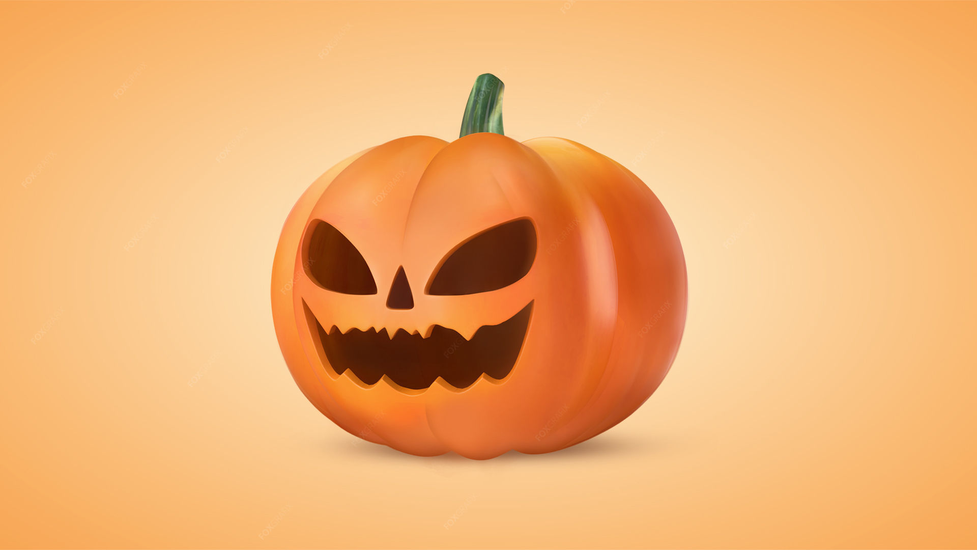 Pumpkin With Witch Hat Low-poly 3D model_5