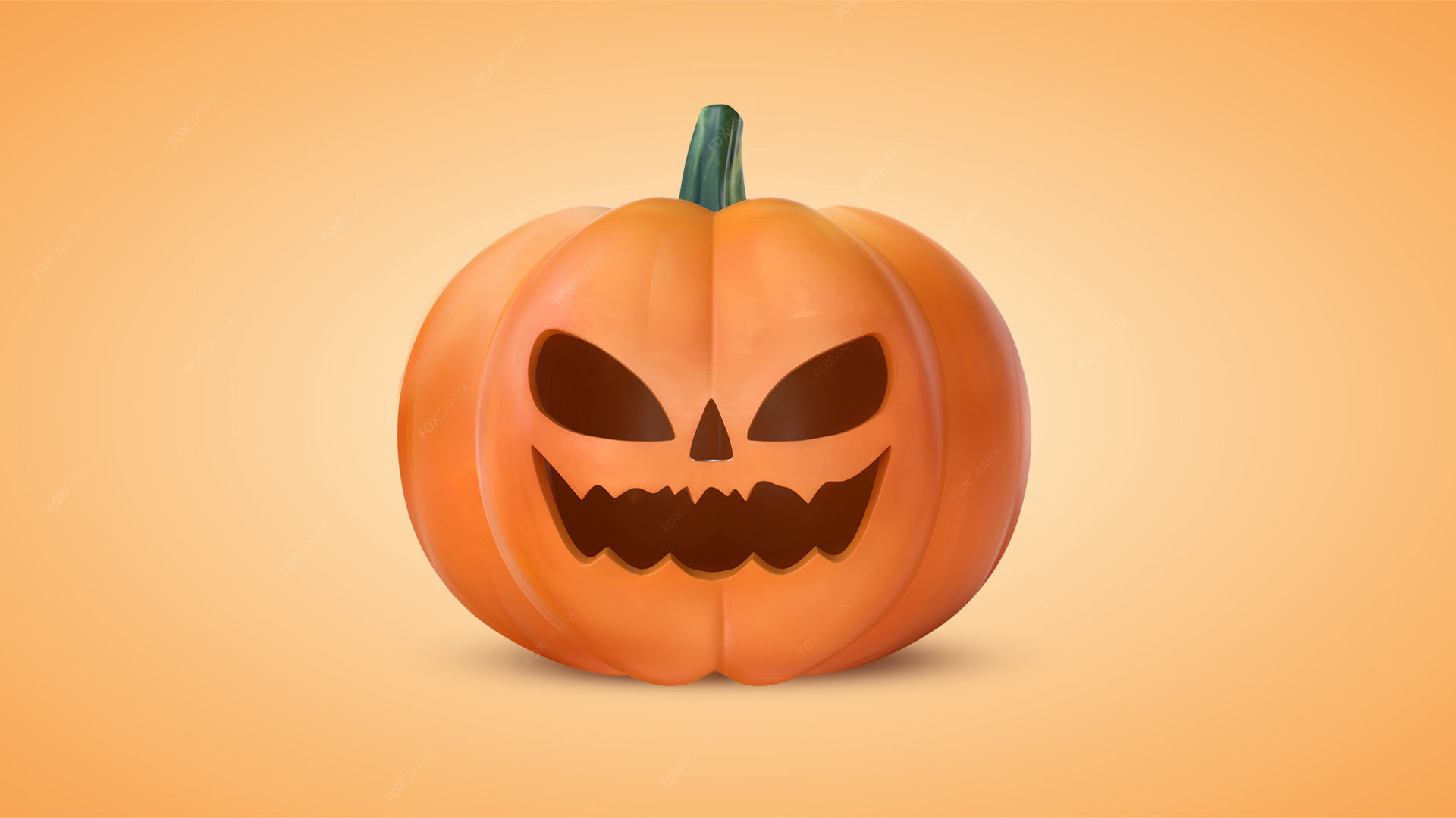 Pumpkin With Witch Hat Low-poly 3D model_4