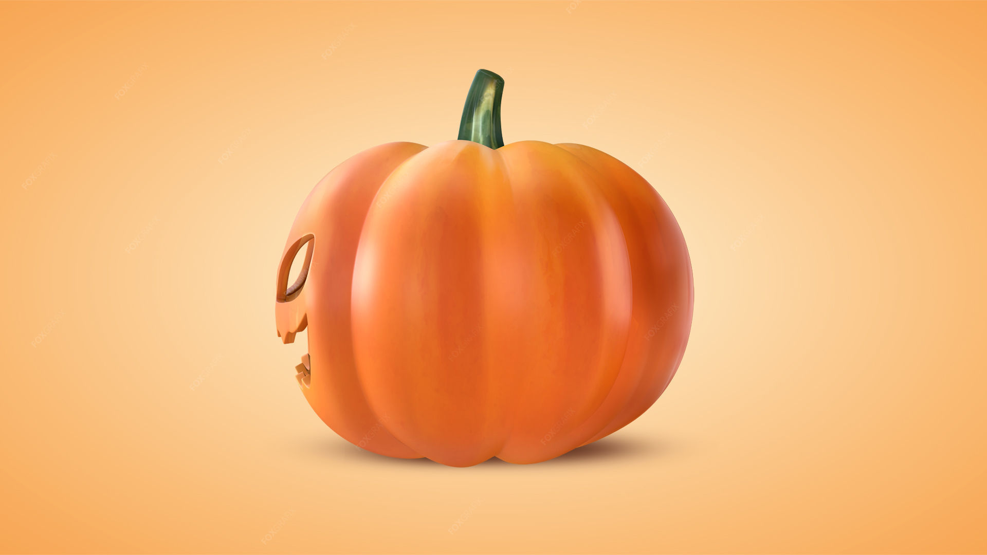 Pumpkin With Witch Hat Low-poly 3D model_7