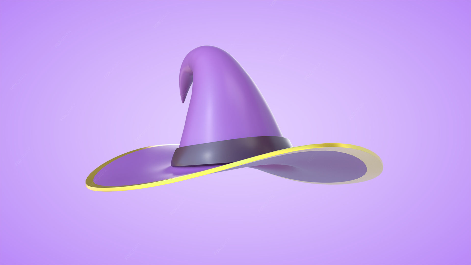 Pumpkin With Witch Hat Low-poly 3D model_23