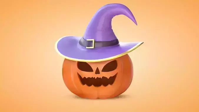 Pumpkin With Witch Hat
