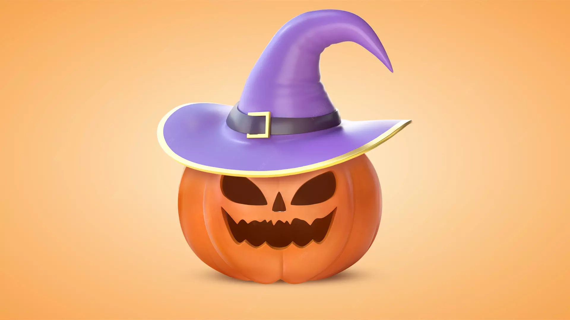 Pumpkin With Witch Hat Low-poly 3D model_0