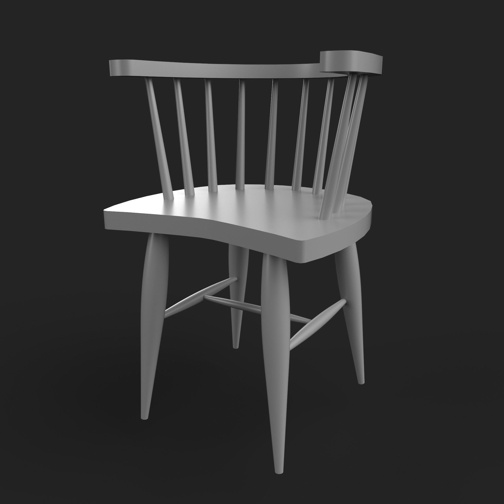 18 Wooden Chair Base Mesh   Low-poly 3D model_4