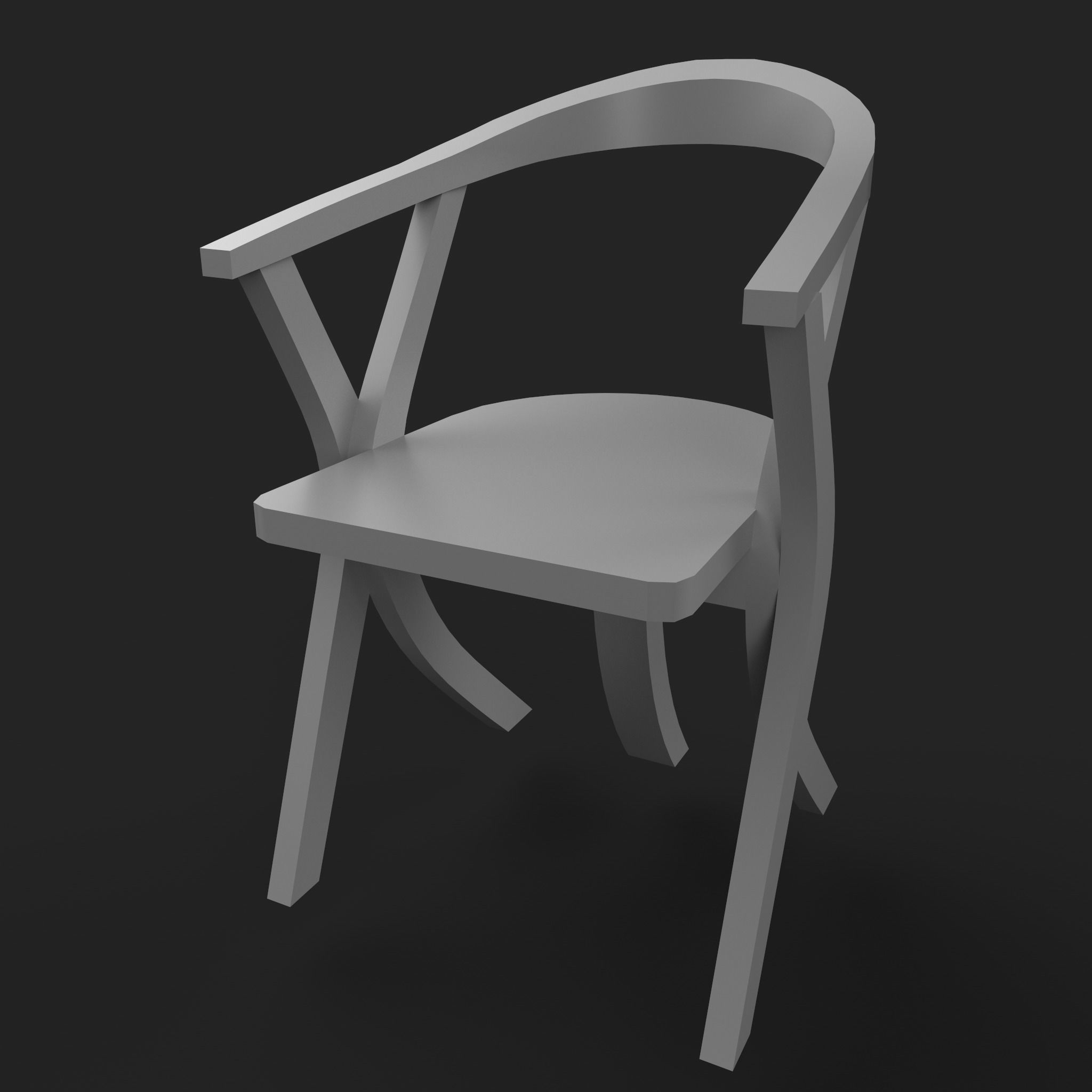 18 Wooden Chair Base Mesh   Low-poly 3D model_19