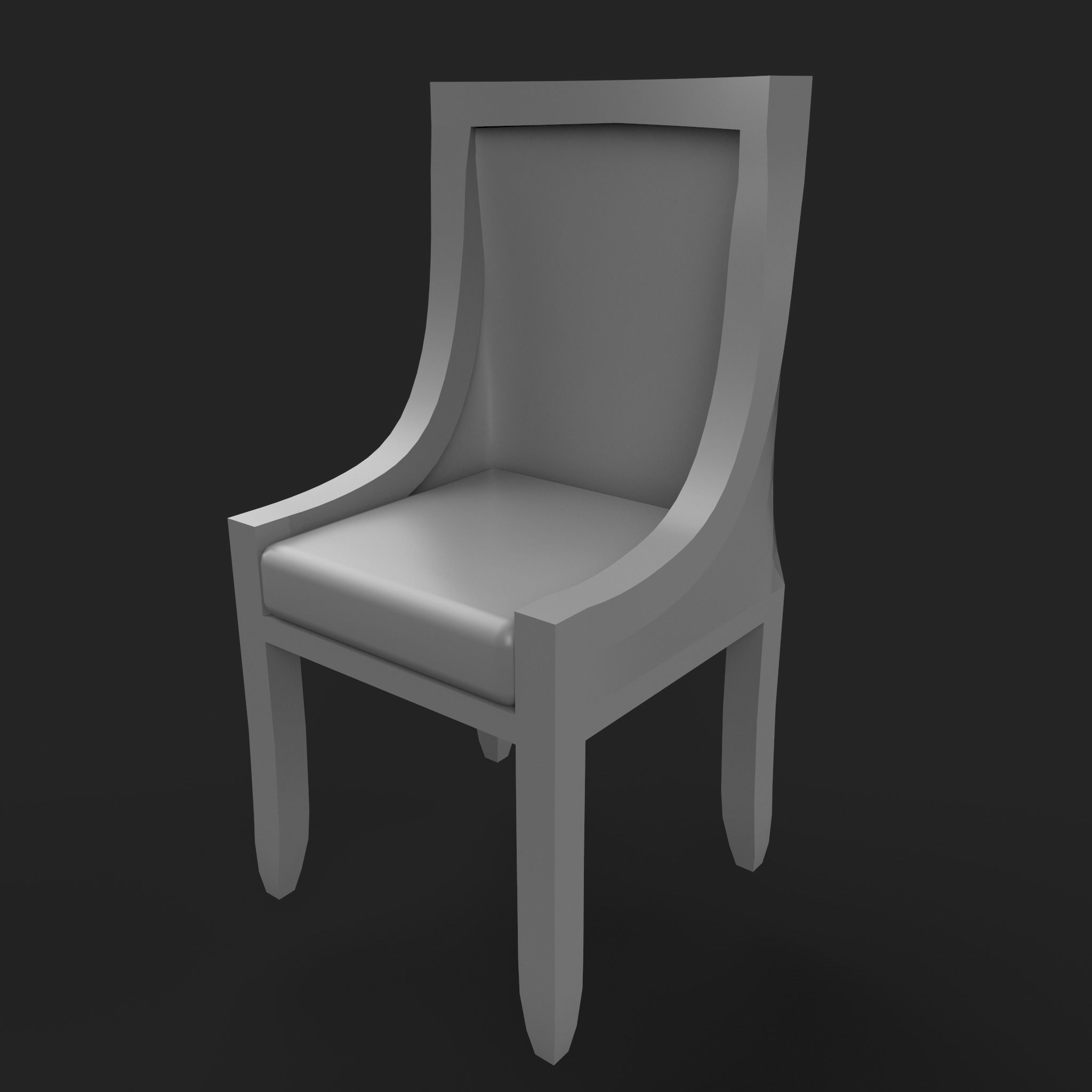 18 Wooden Chair Base Mesh   Low-poly 3D model_6