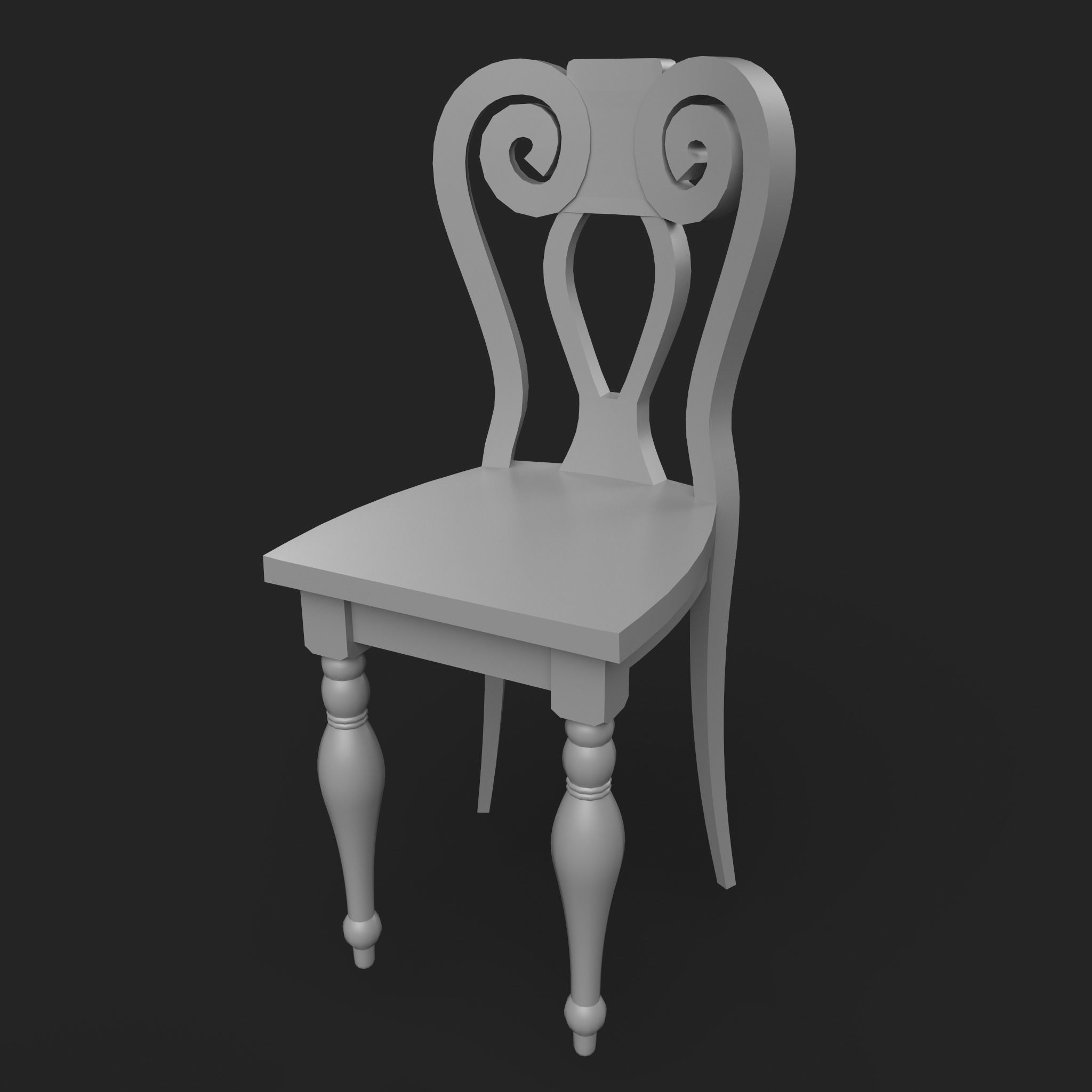 18 Wooden Chair Base Mesh   Low-poly 3D model_3