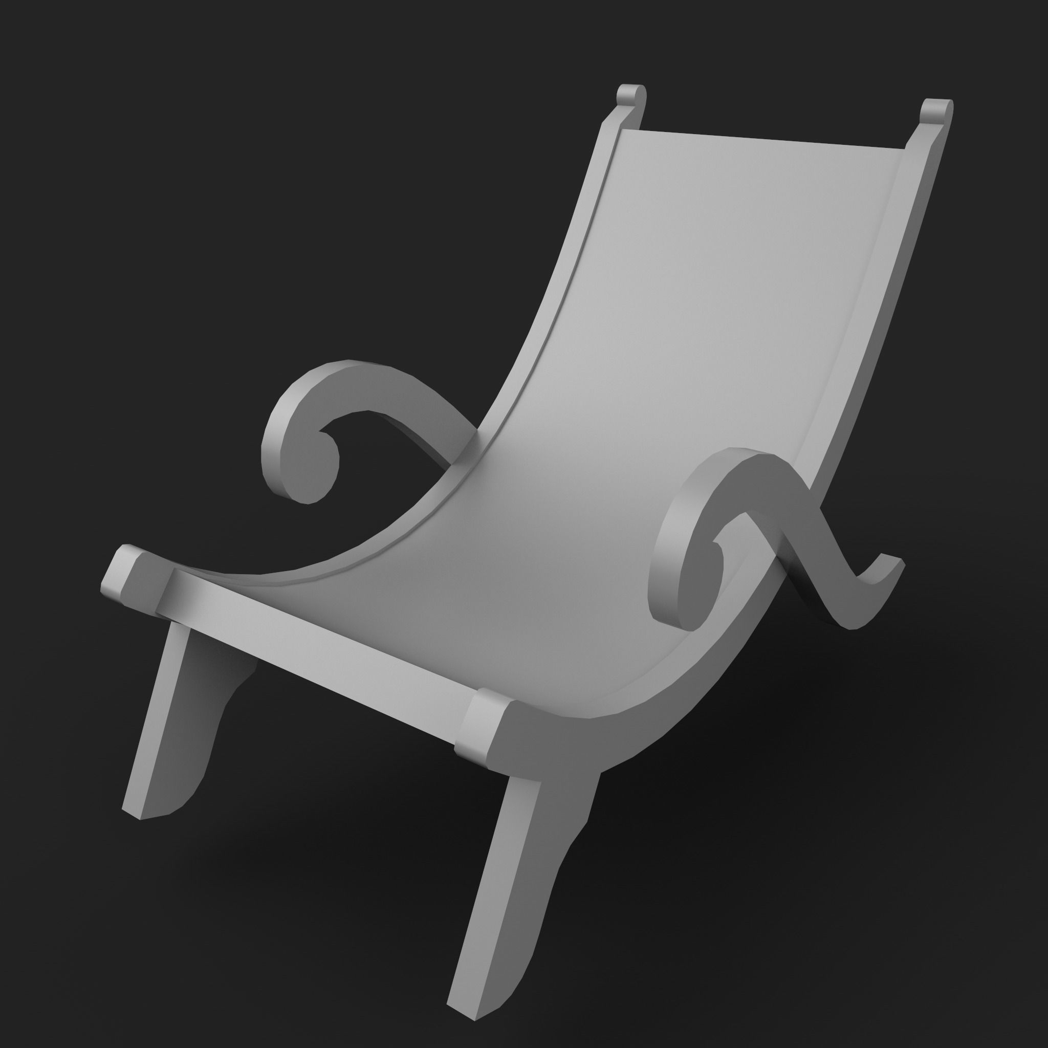 18 Wooden Chair Base Mesh   Low-poly 3D model_17