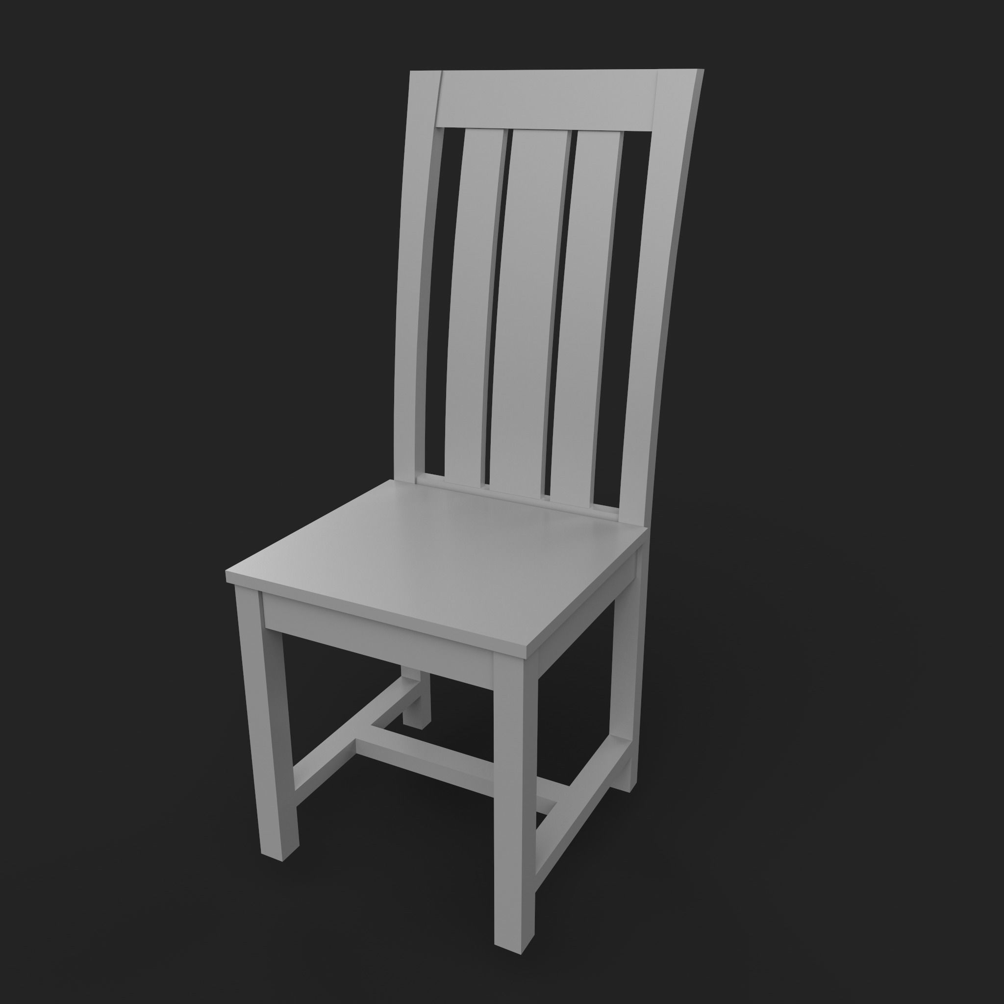 18 Wooden Chair Base Mesh   Low-poly 3D model_7