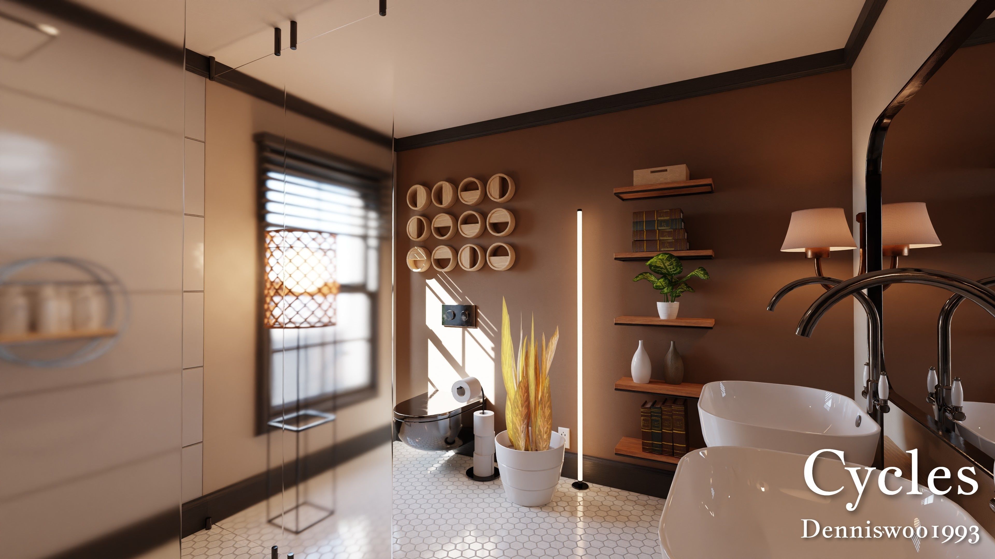 Modular Classic Style American House 18 Low-poly 3D model_9