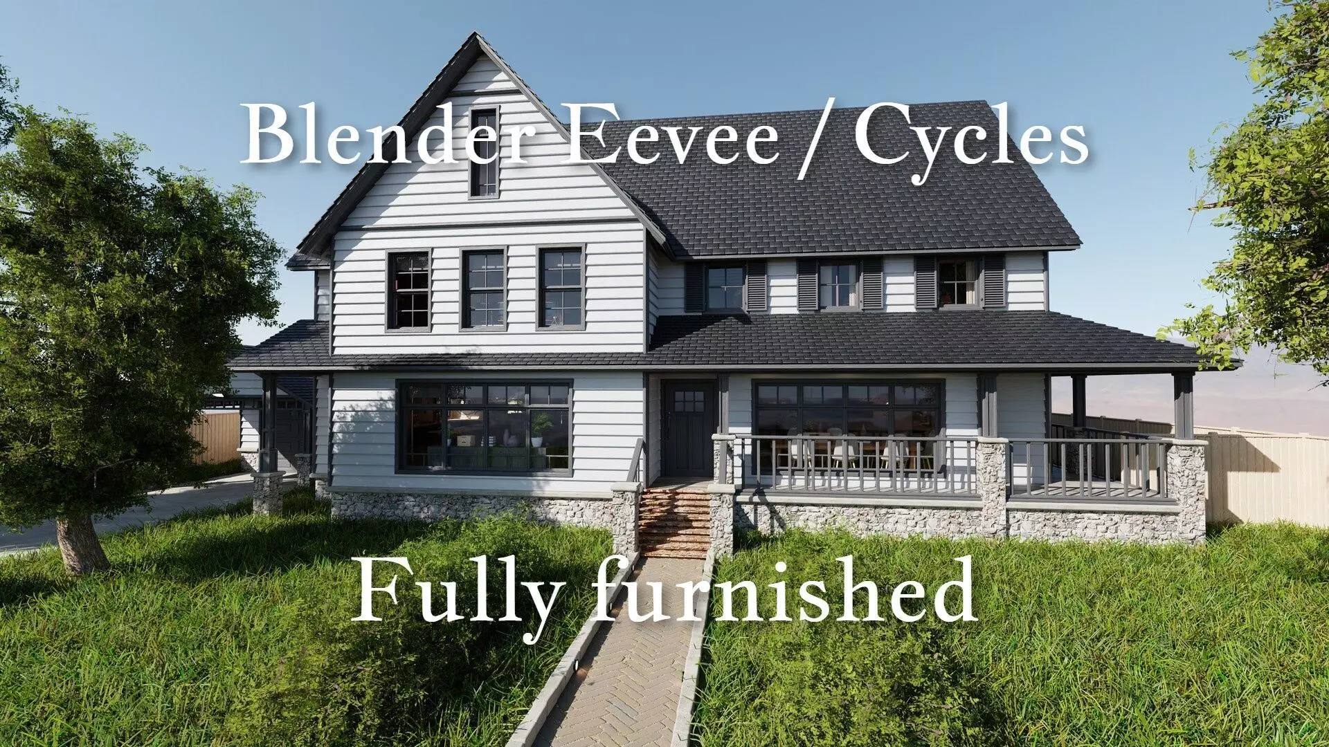 Modular Classic Style American House 18 Low-poly 3D model_0