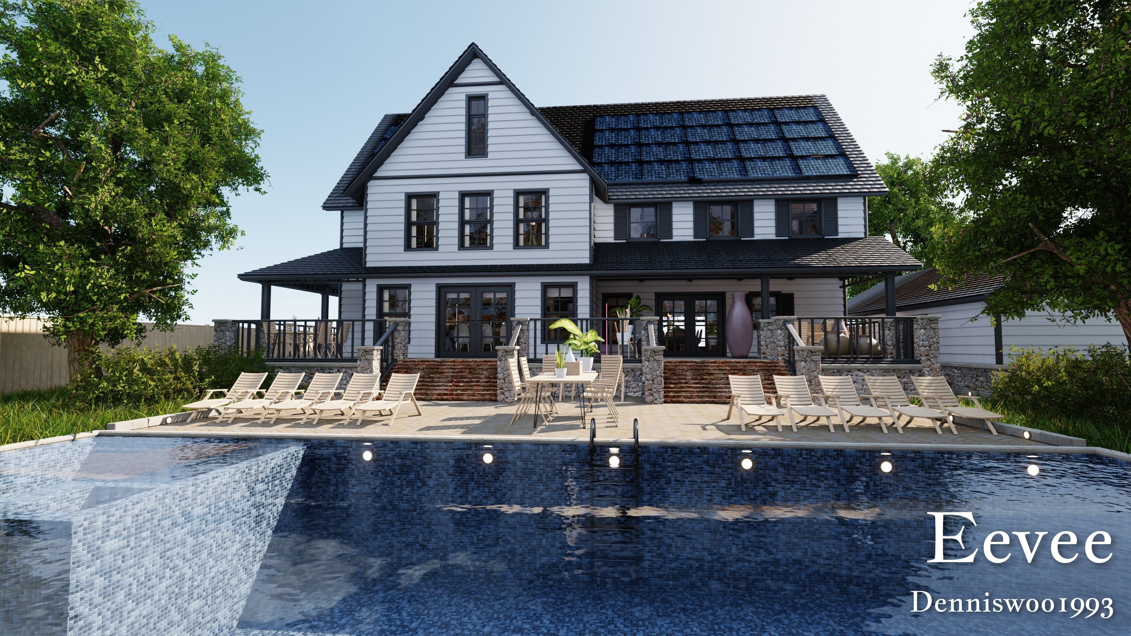 Modular Classic Style American House 18 Low-poly 3D model_41