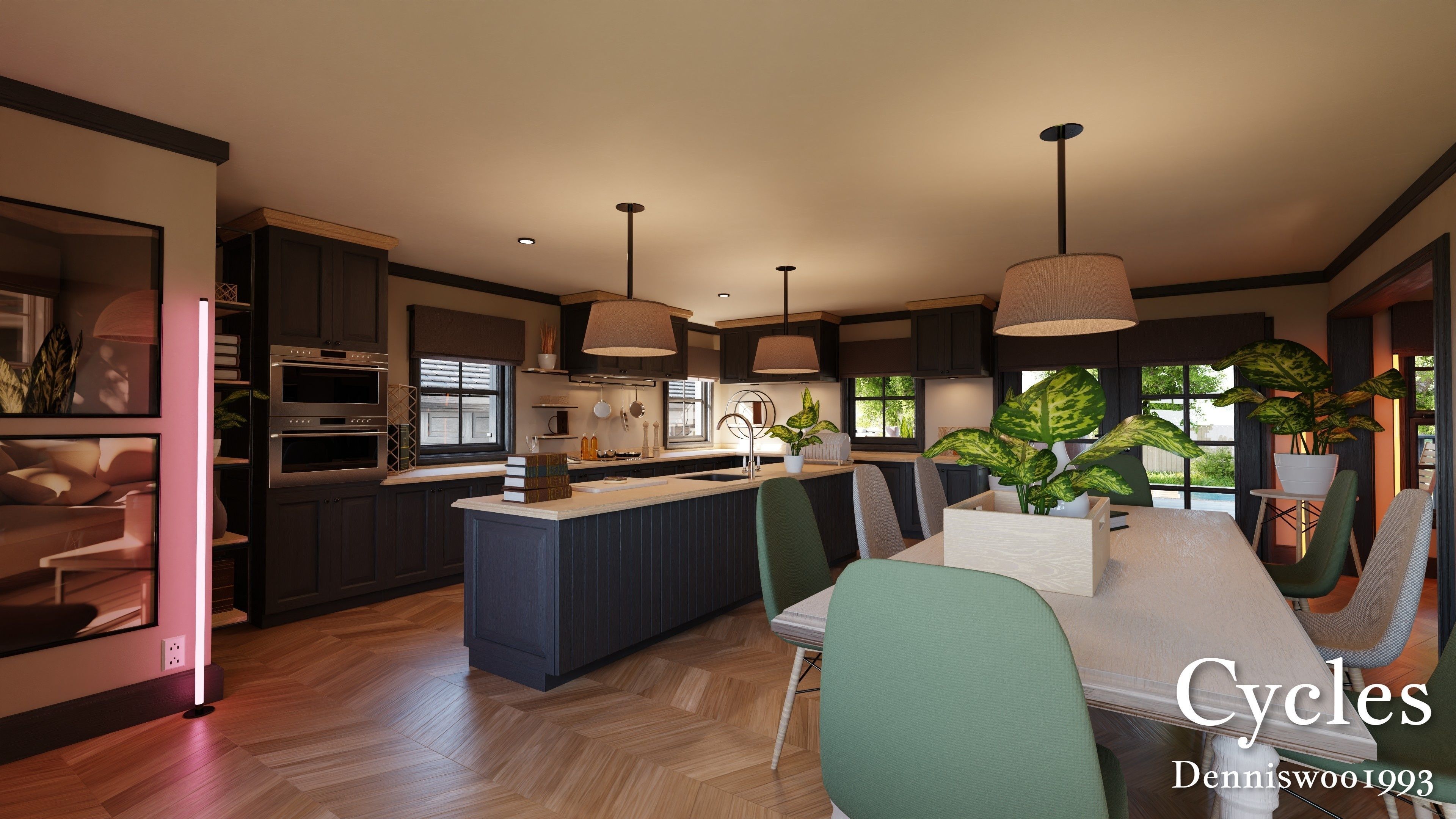 Modular Classic Style American House 18 Low-poly 3D model_7