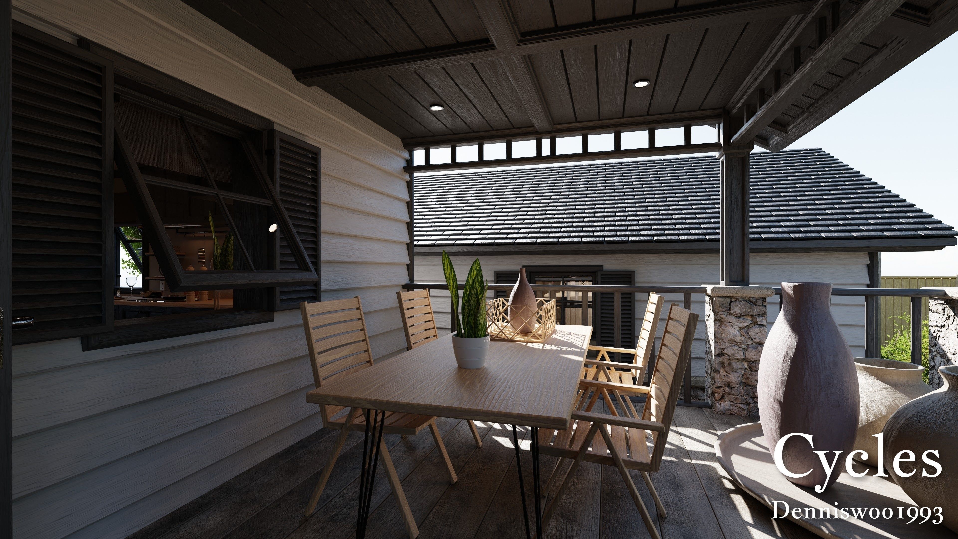 Modular Classic Style American House 18 Low-poly 3D model_15