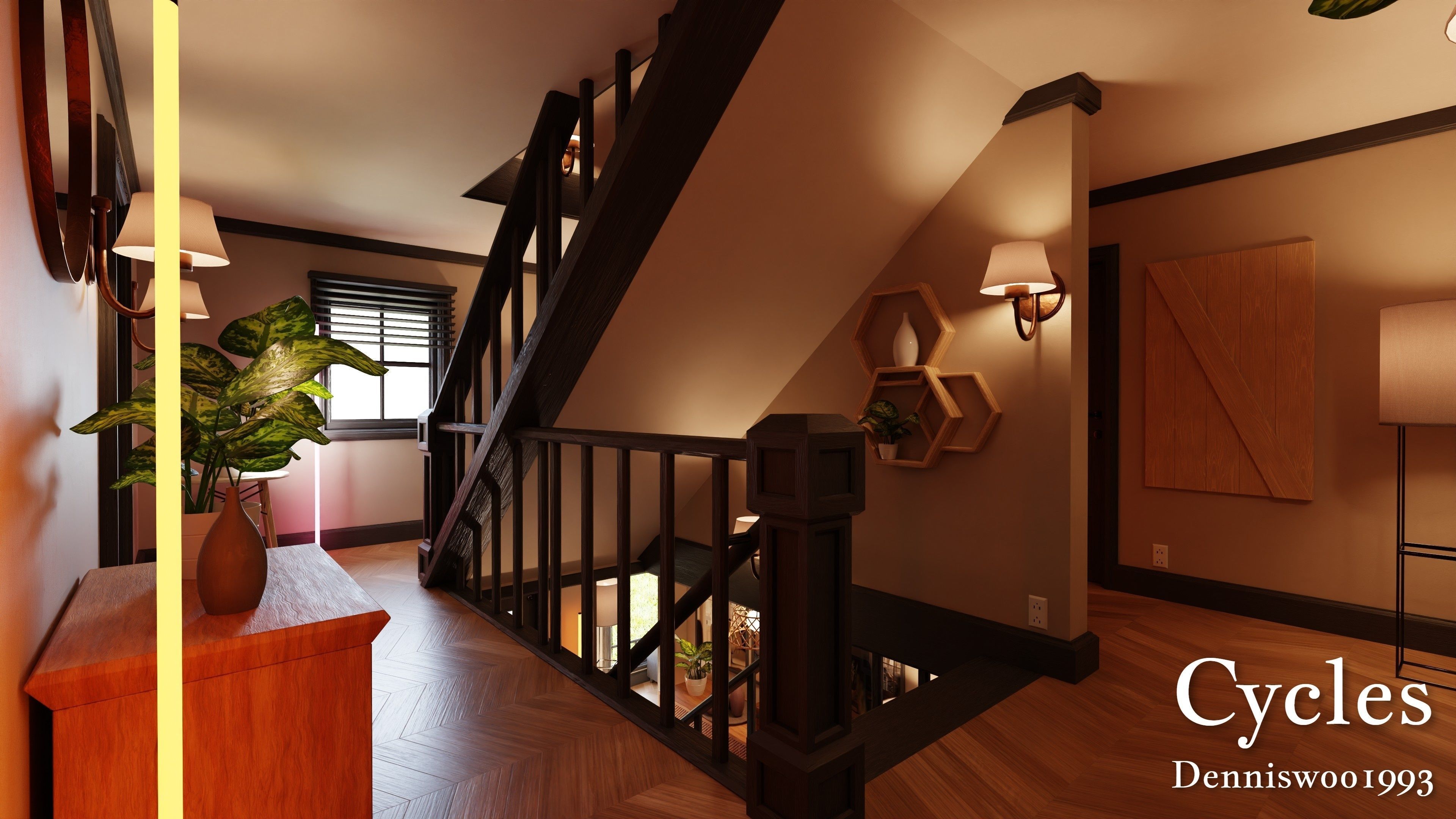 Modular Classic Style American House 18 Low-poly 3D model_19