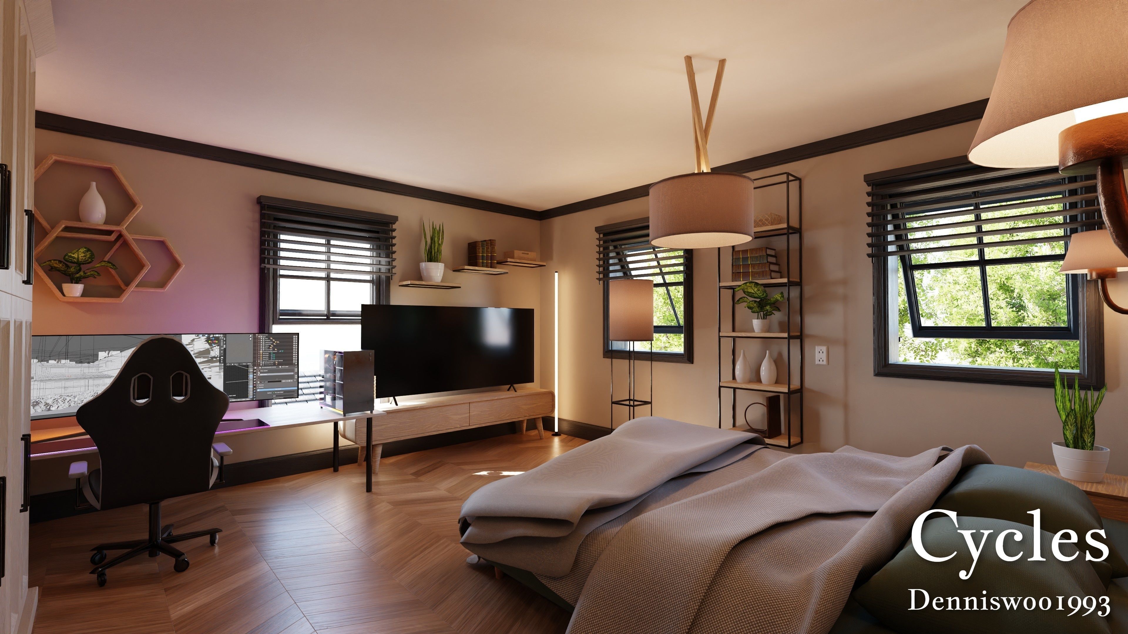 Modular Classic Style American House 18 Low-poly 3D model_20