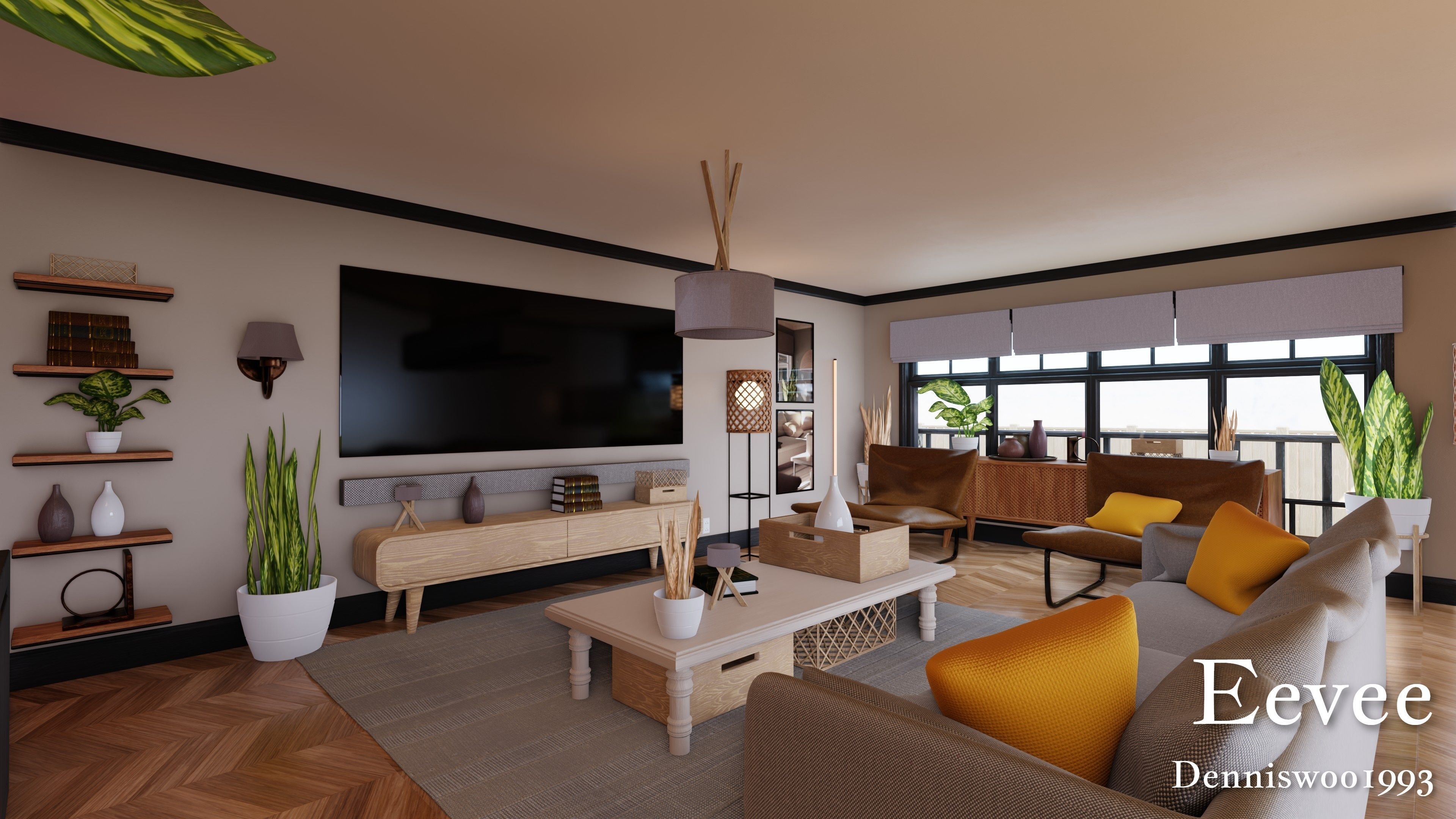 Modular Classic Style American House 18 Low-poly 3D model_37