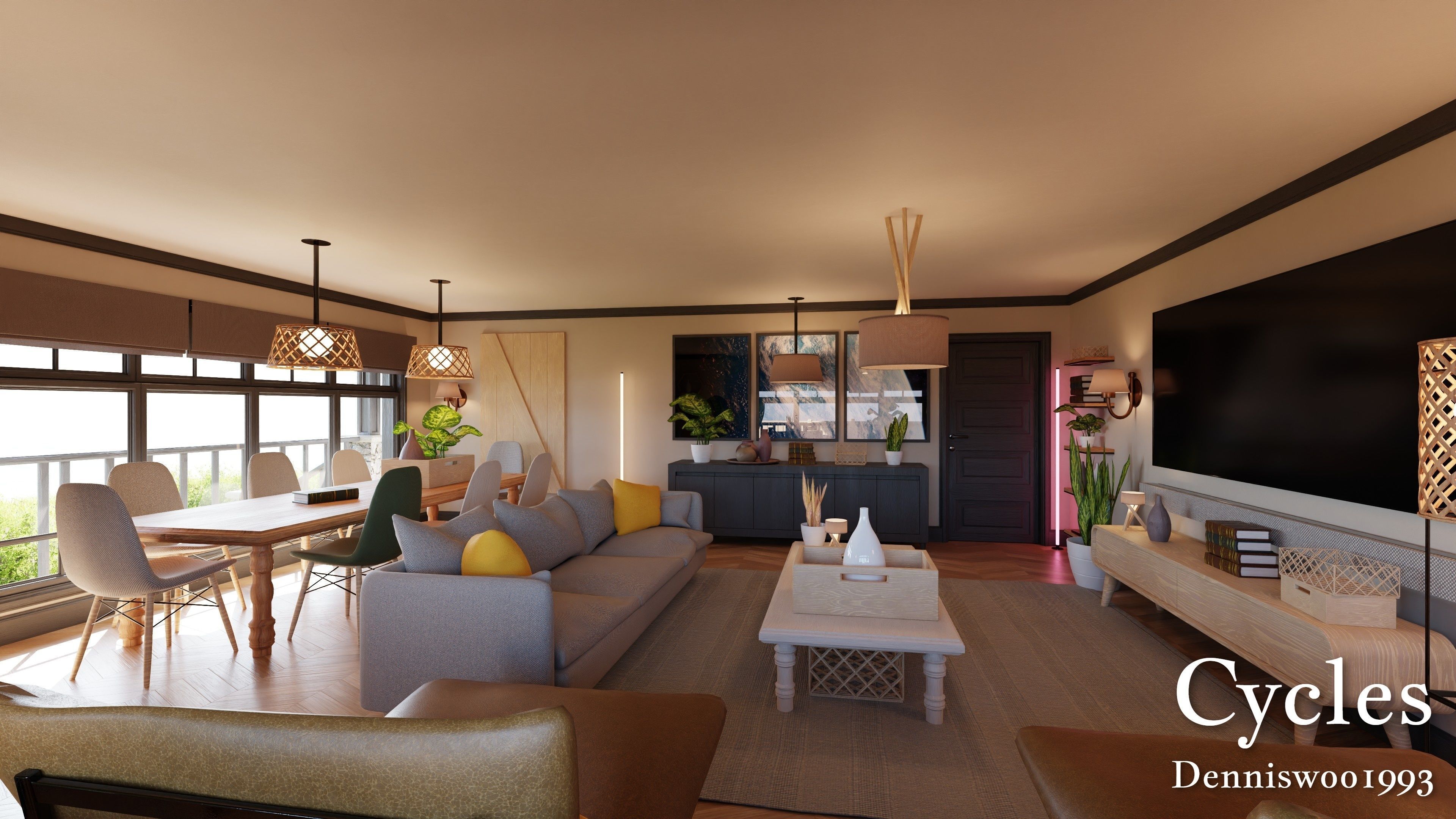 Modular Classic Style American House 18 Low-poly 3D model_2