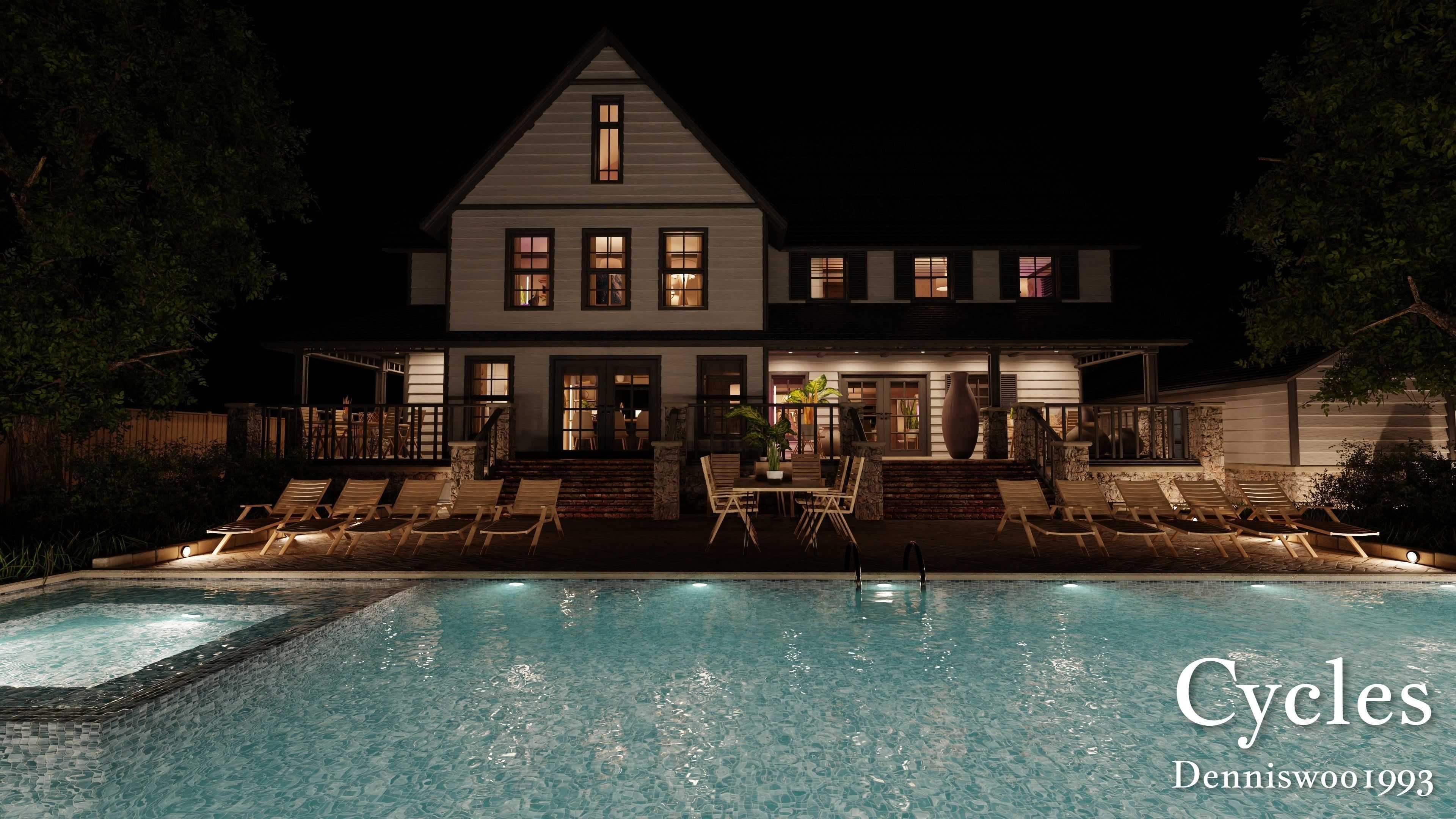 Modular Classic Style American House 18 Low-poly 3D model_27