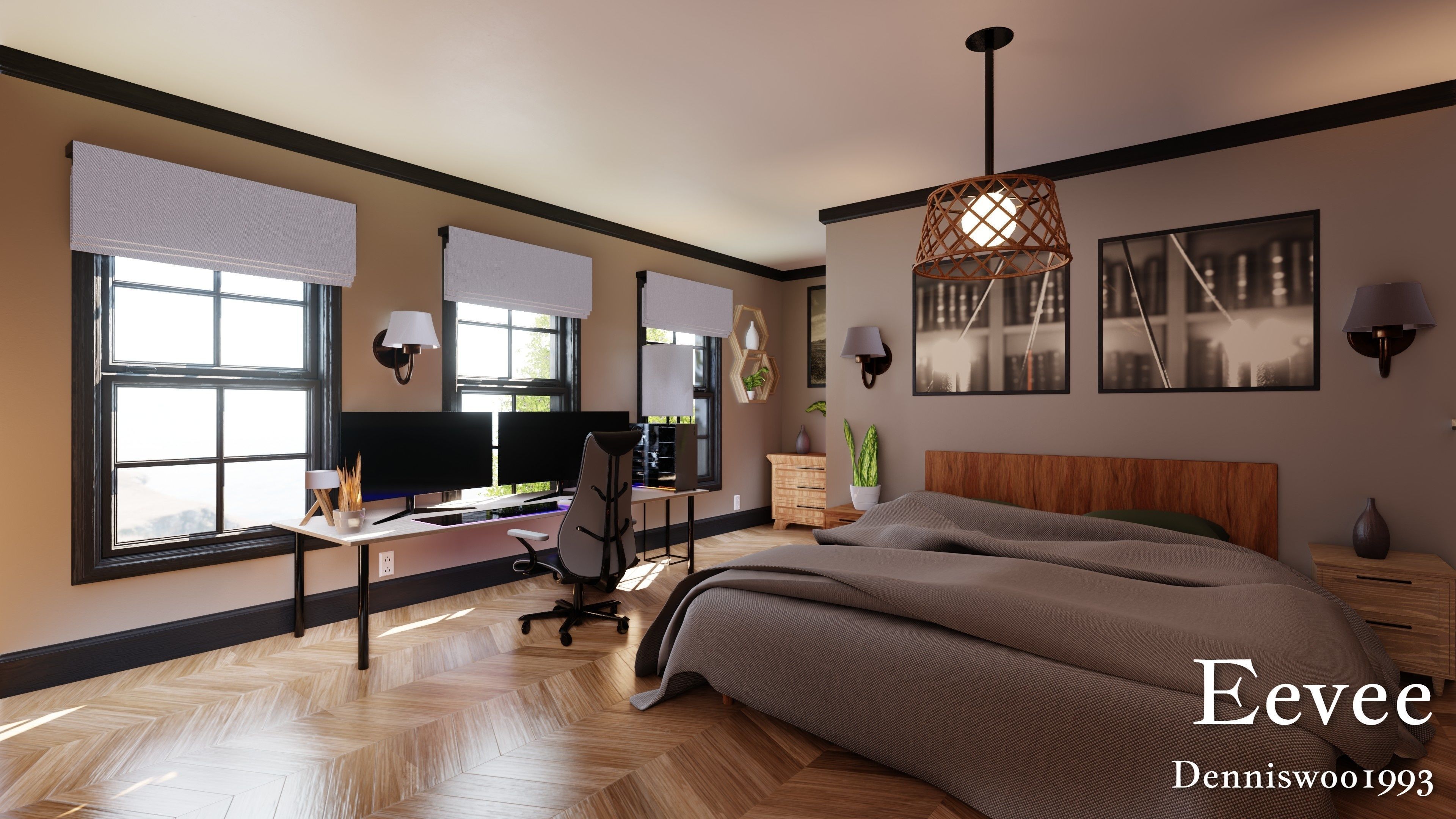 Modular Classic Style American House 18 Low-poly 3D model_40