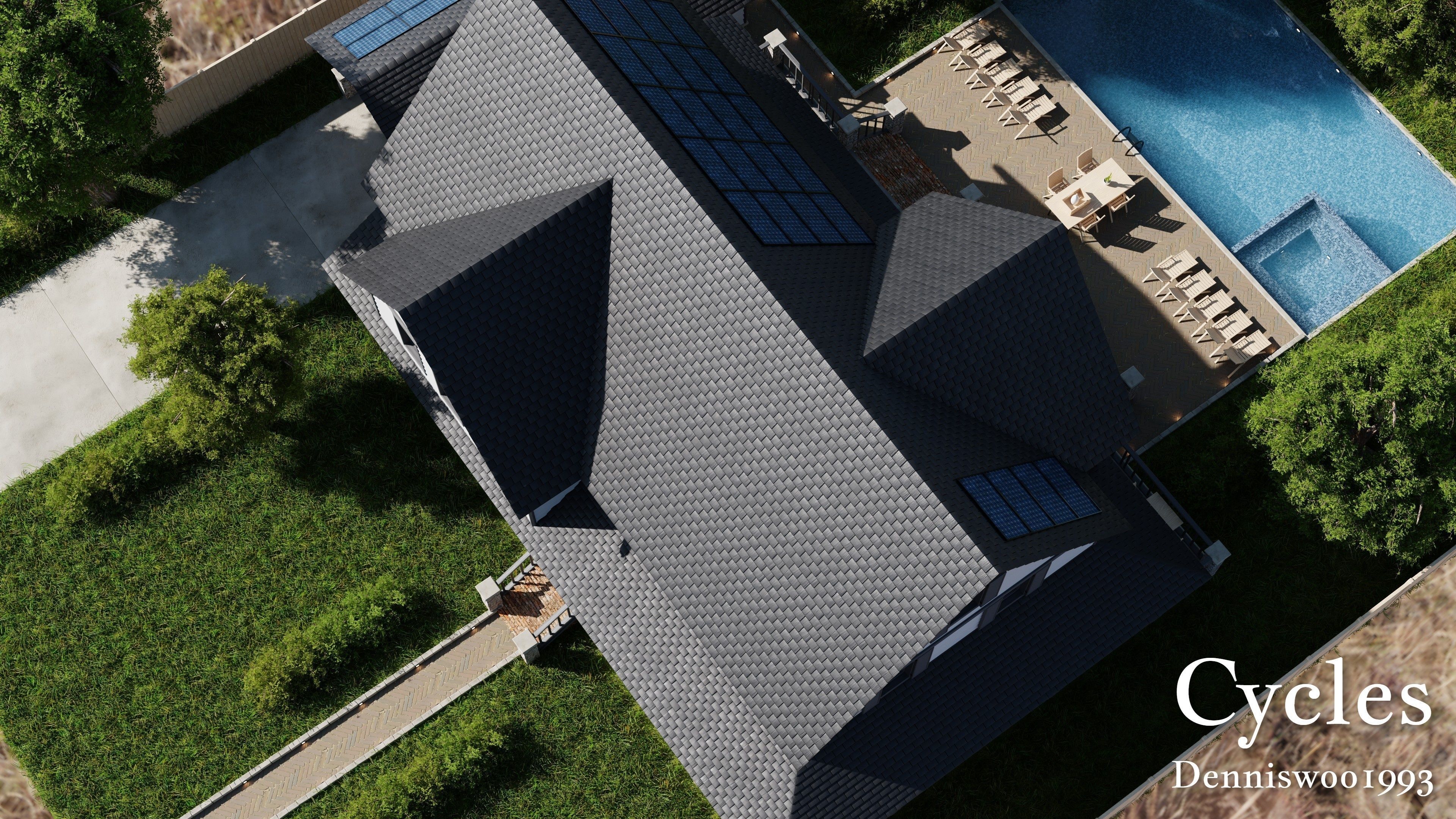 Modular Classic Style American House 18 Low-poly 3D model_10