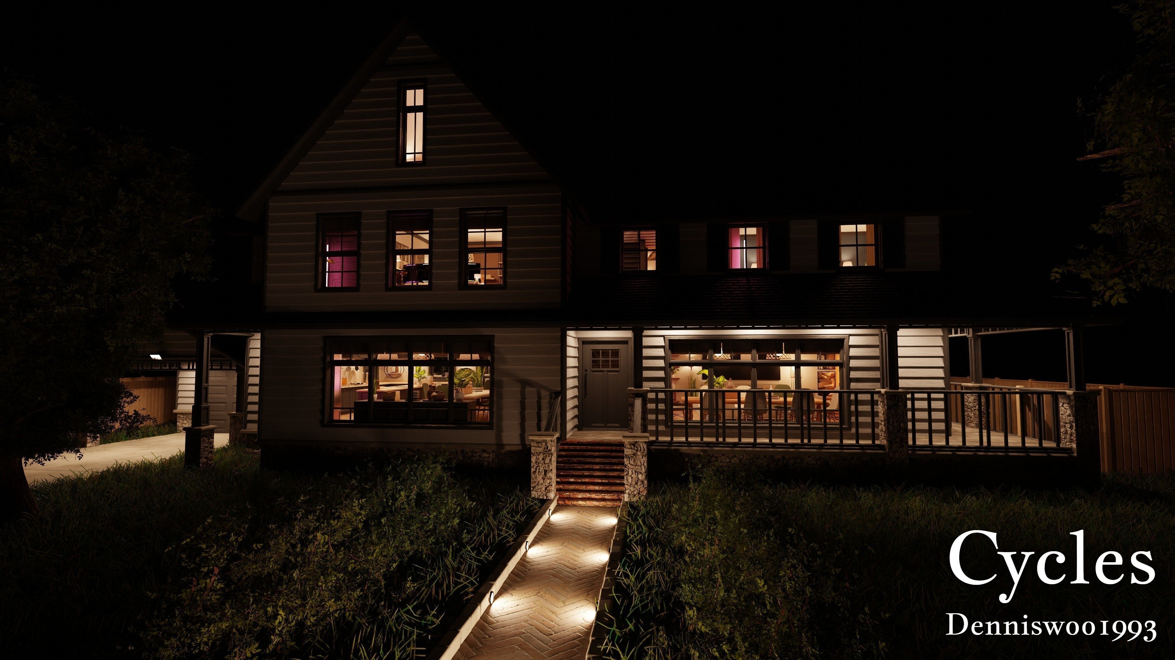 Modular Classic Style American House 18 Low-poly 3D model_24