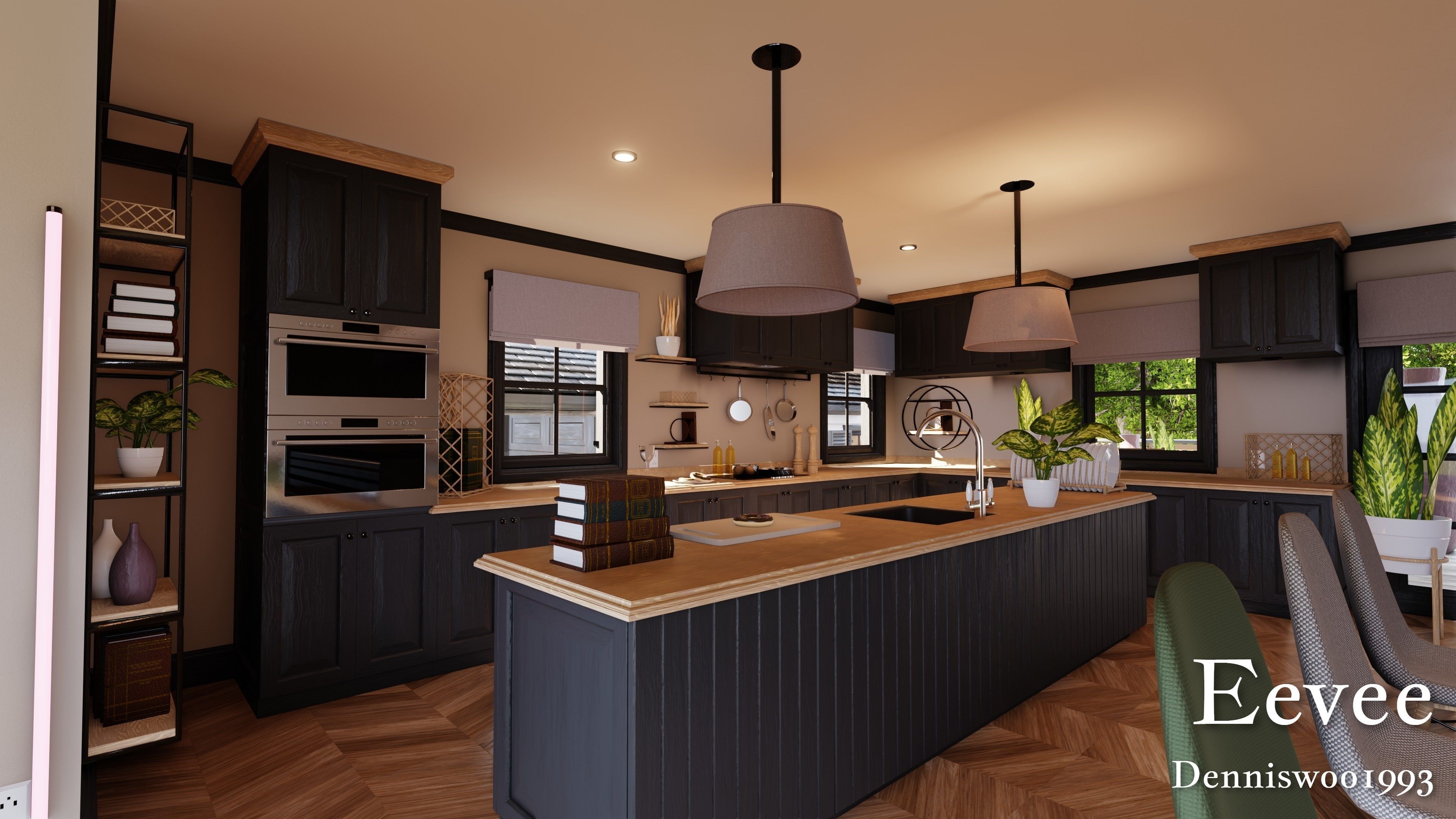 Modular Classic Style American House 18 Low-poly 3D model_38