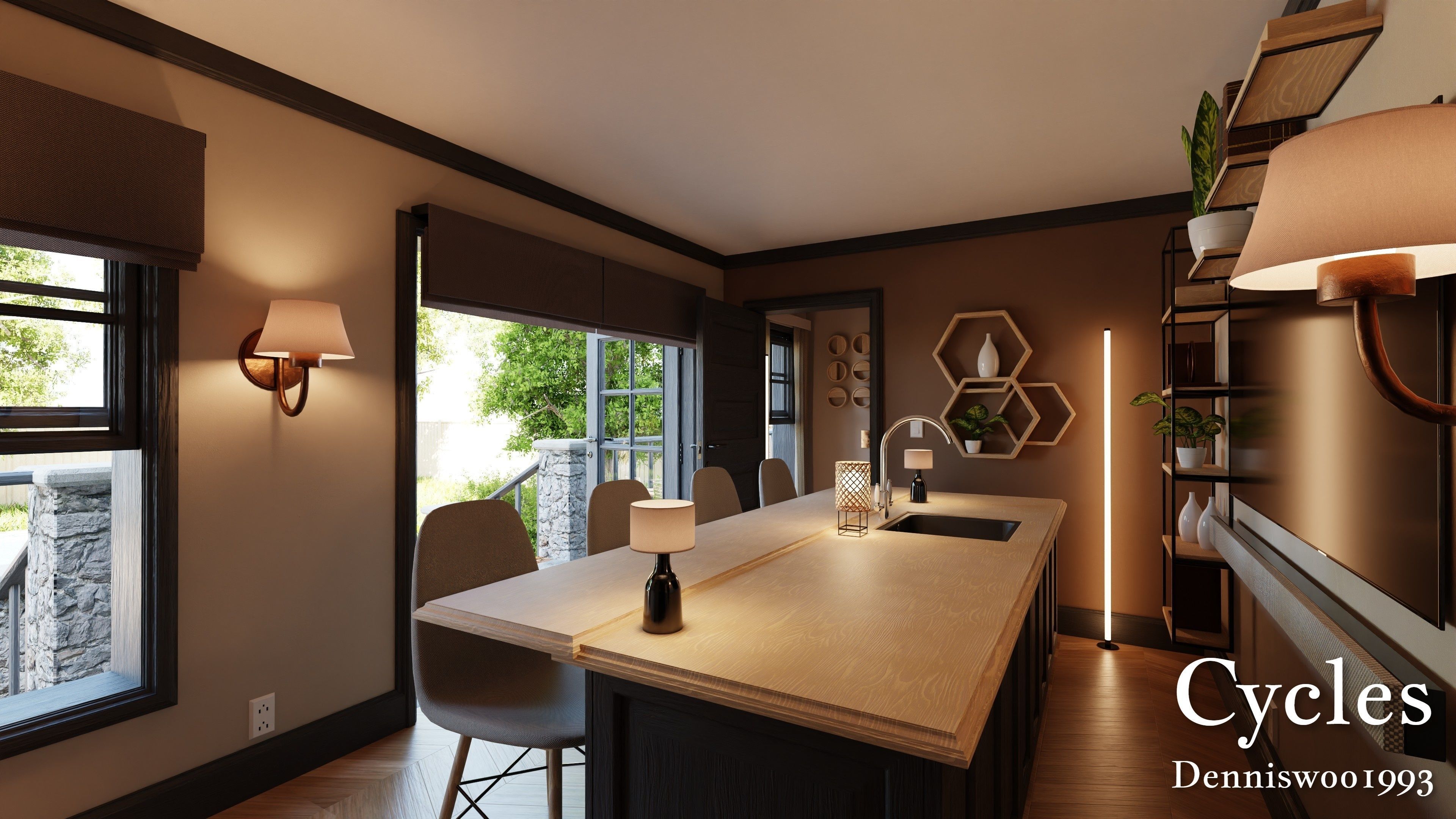 Modular Classic Style American House 18 Low-poly 3D model_13