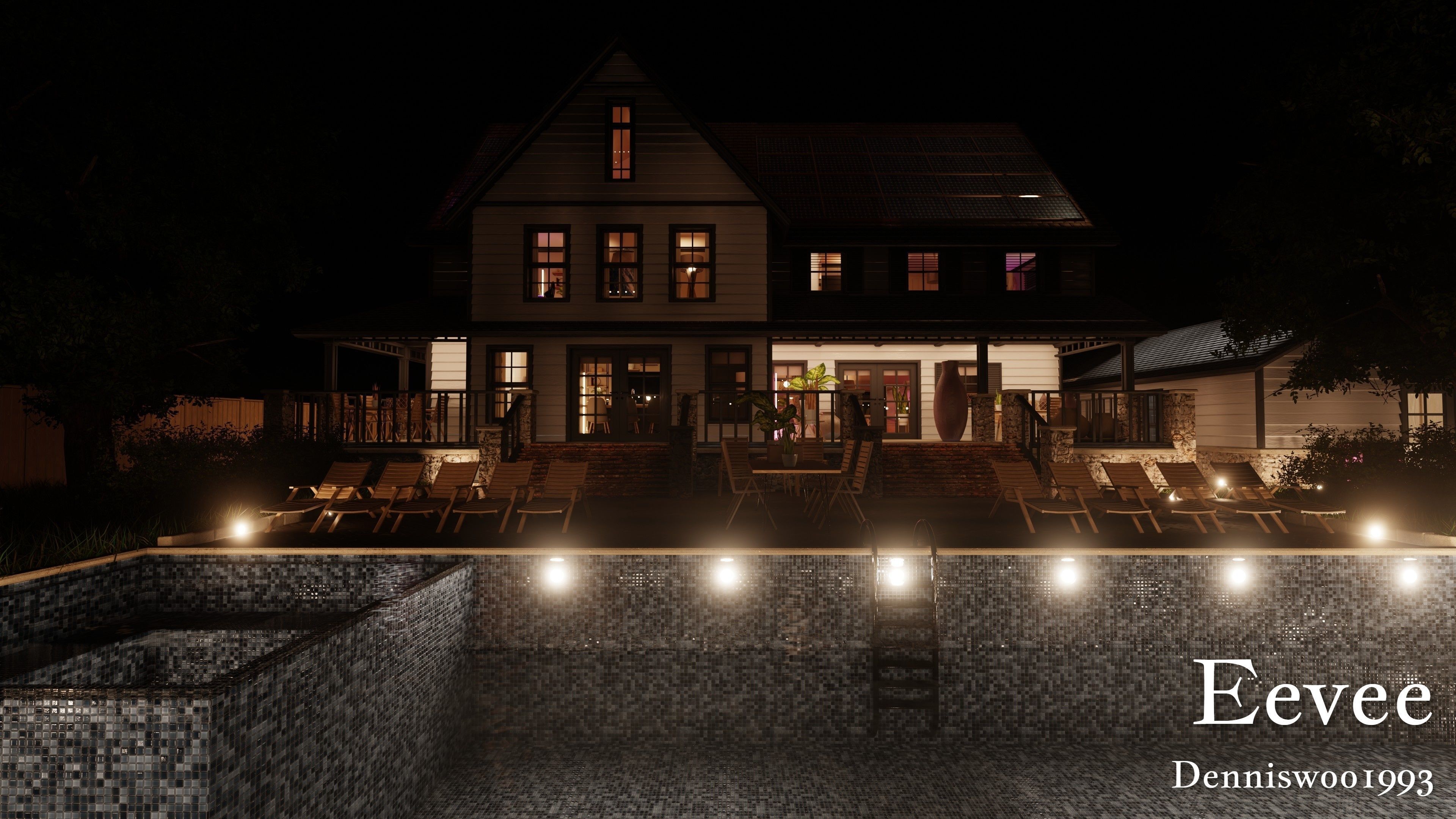 Modular Classic Style American House 18 Low-poly 3D model_49