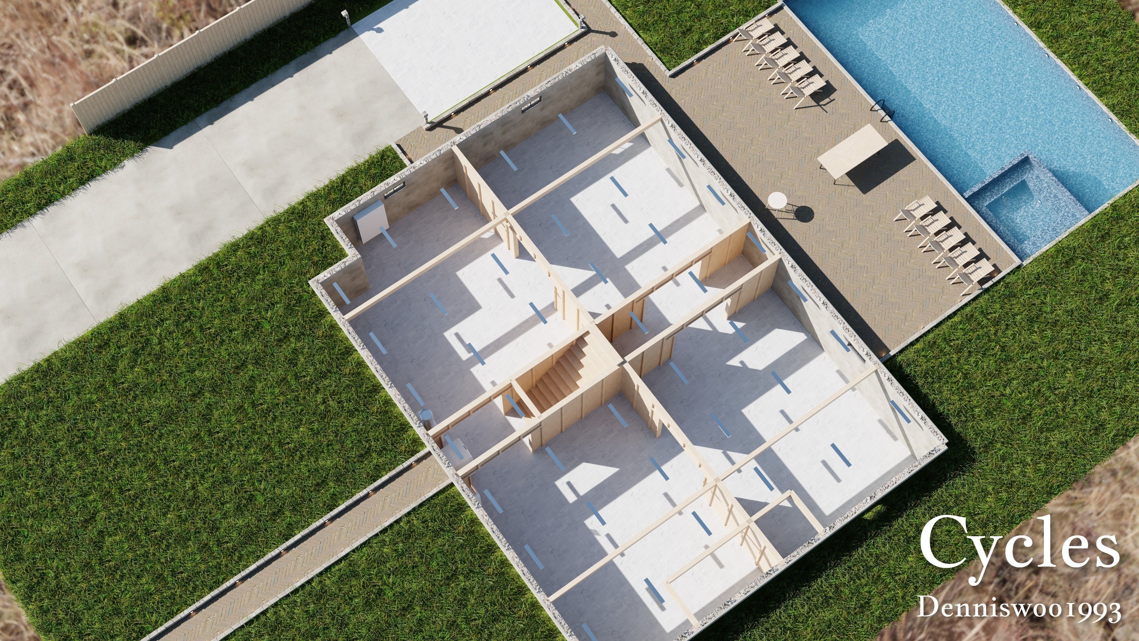 Modular Classic Style American House 18 Low-poly 3D model_4