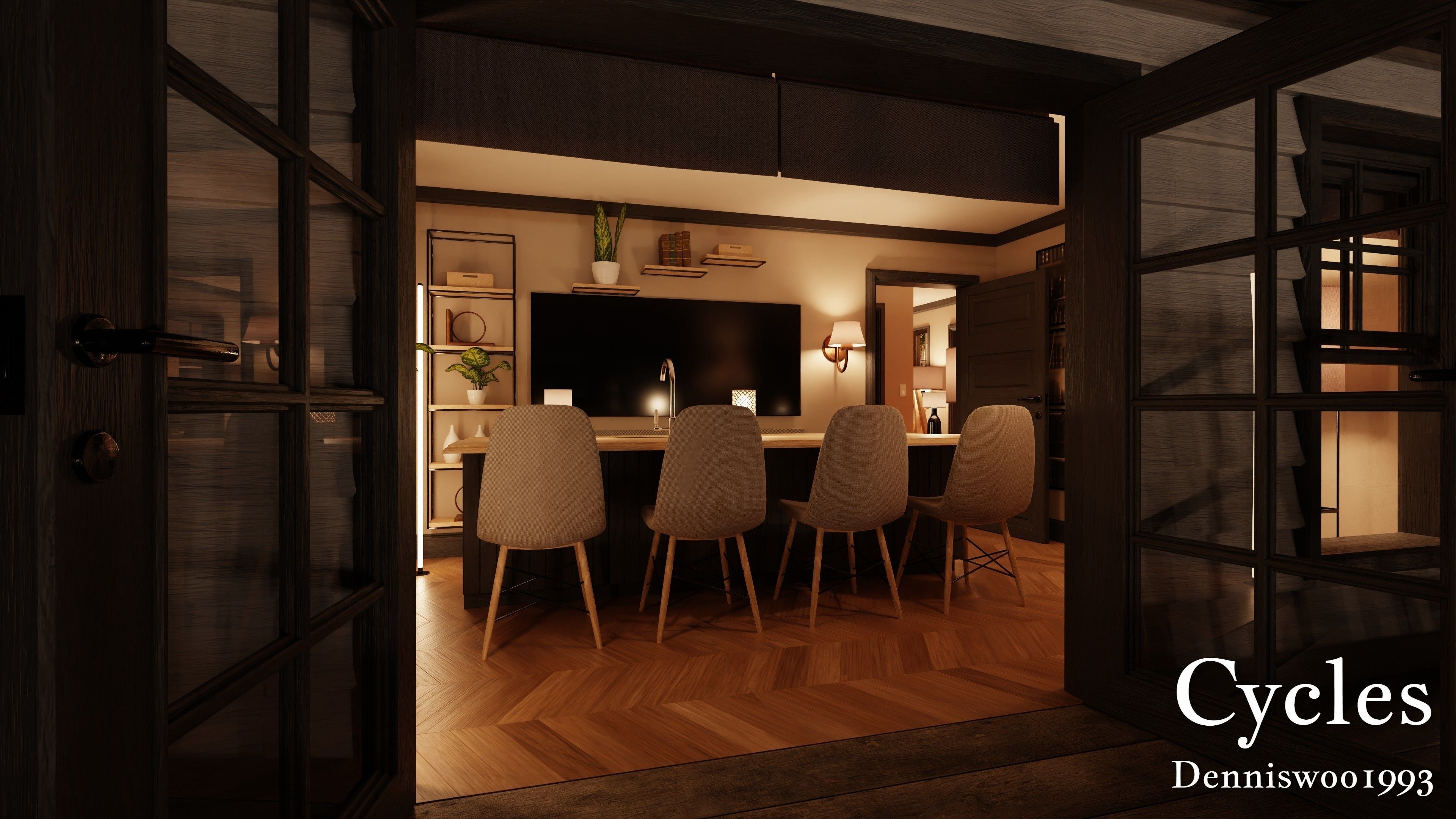 Modular Classic Style American House 18 Low-poly 3D model_32