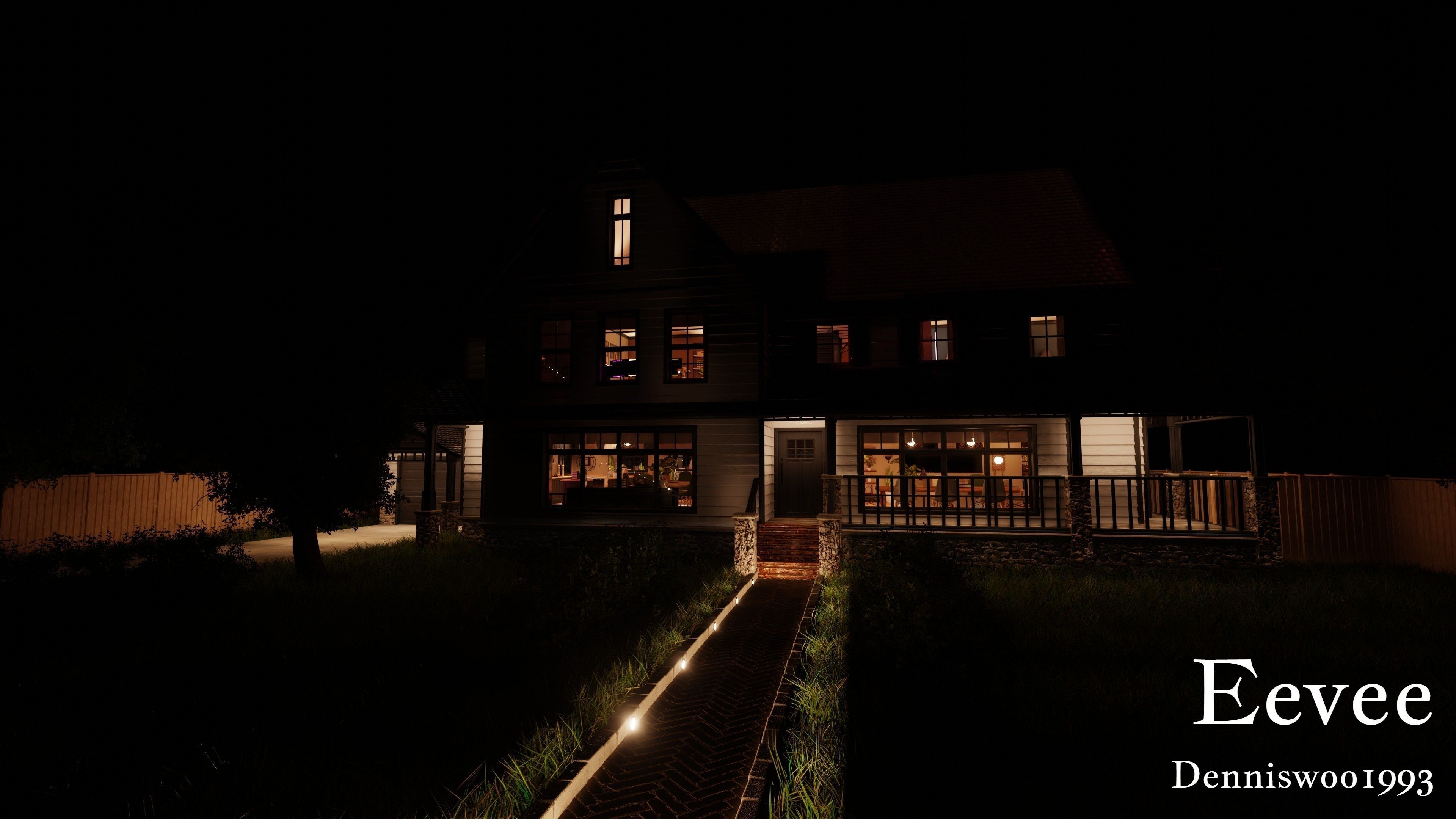 Modular Classic Style American House 18 Low-poly 3D model_46