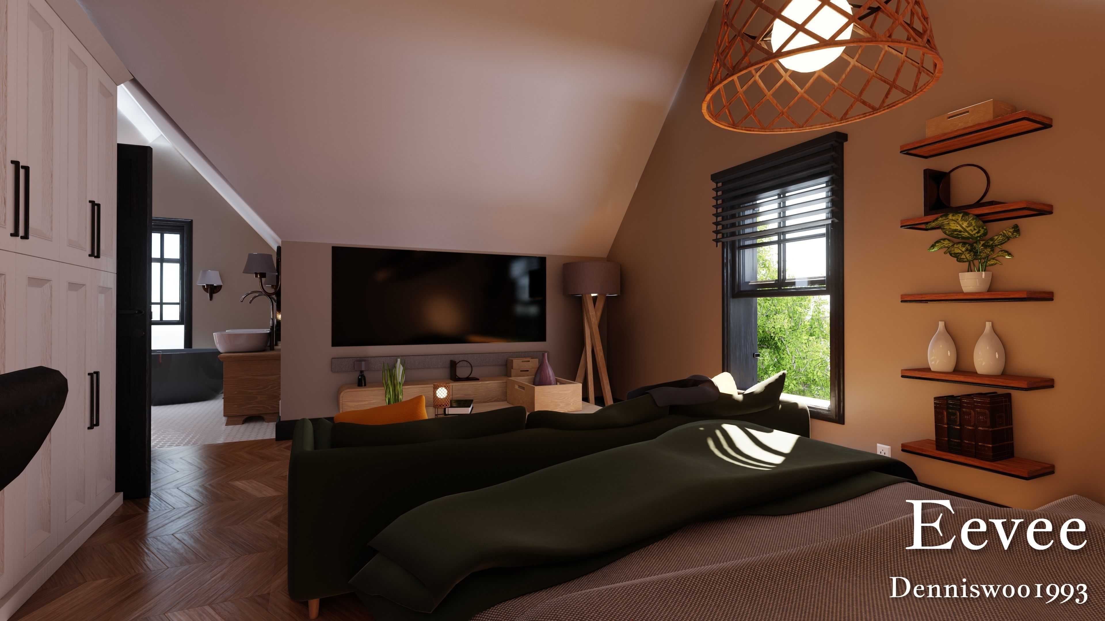 Modular Classic Style American House 18 Low-poly 3D model_43