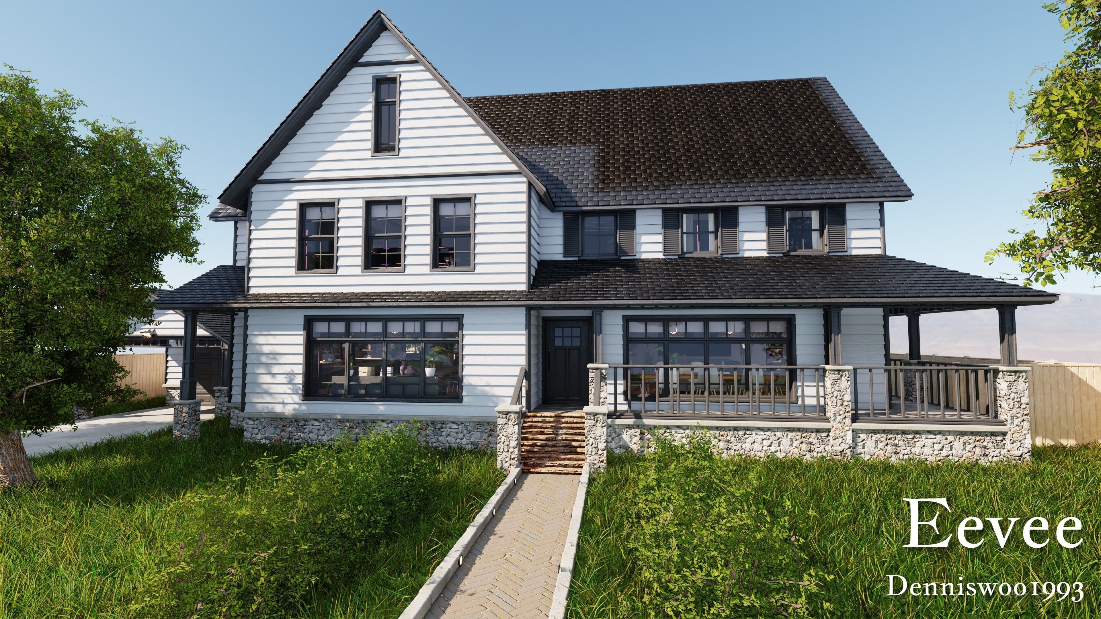 Modular Classic Style American House 18 Low-poly 3D model_39