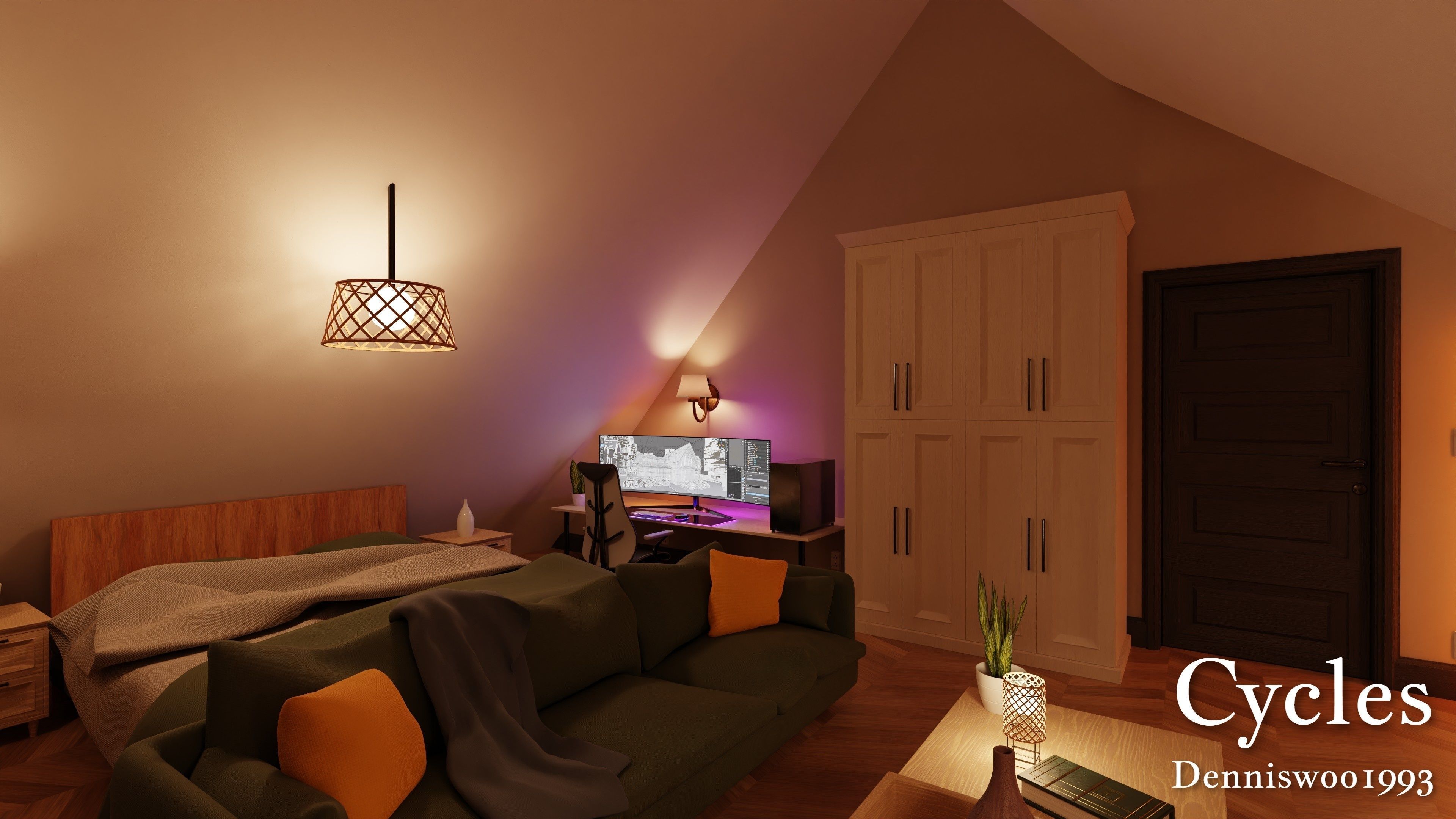 Modular Classic Style American House 18 Low-poly 3D model_34