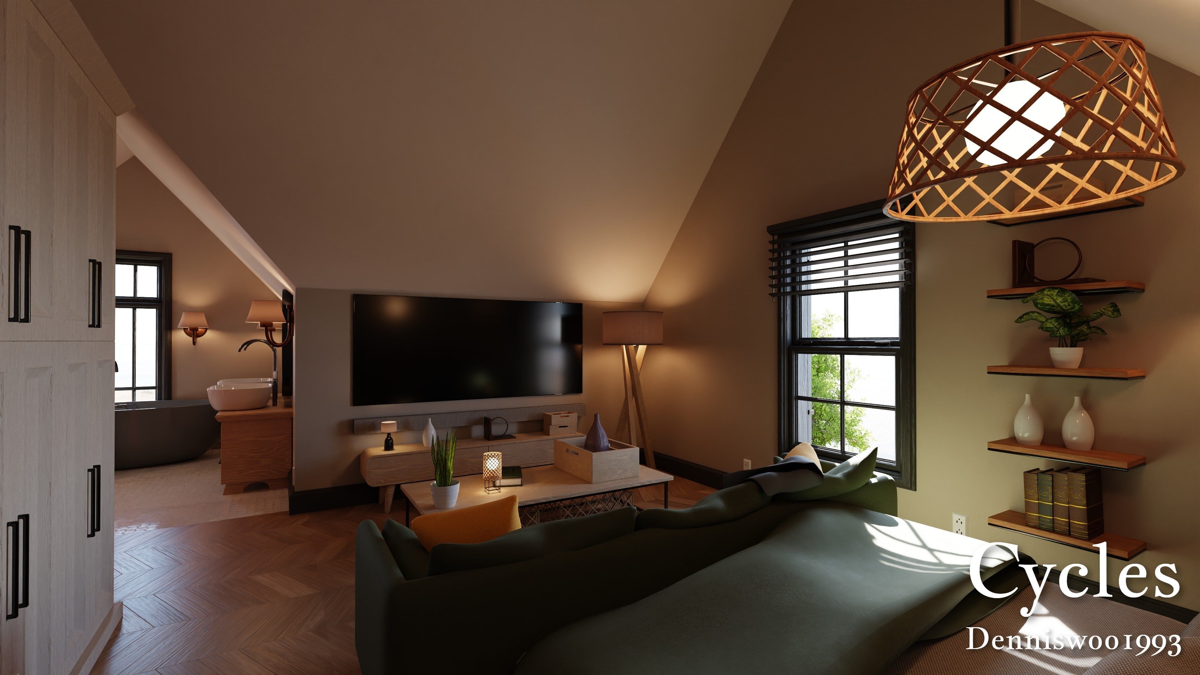 Modular Classic Style American House 18 Low-poly 3D model_12