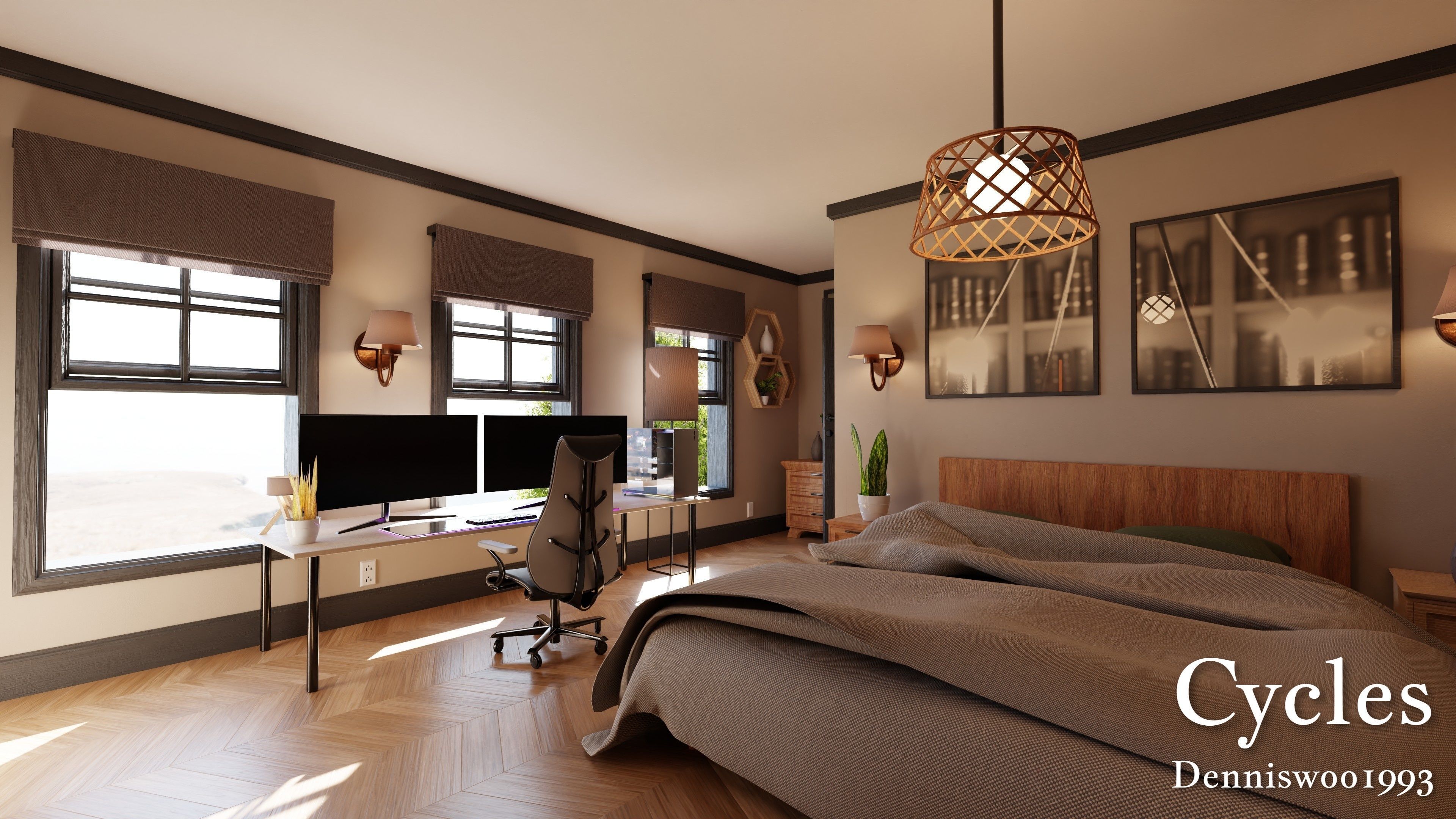 Modular Classic Style American House 18 Low-poly 3D model_16