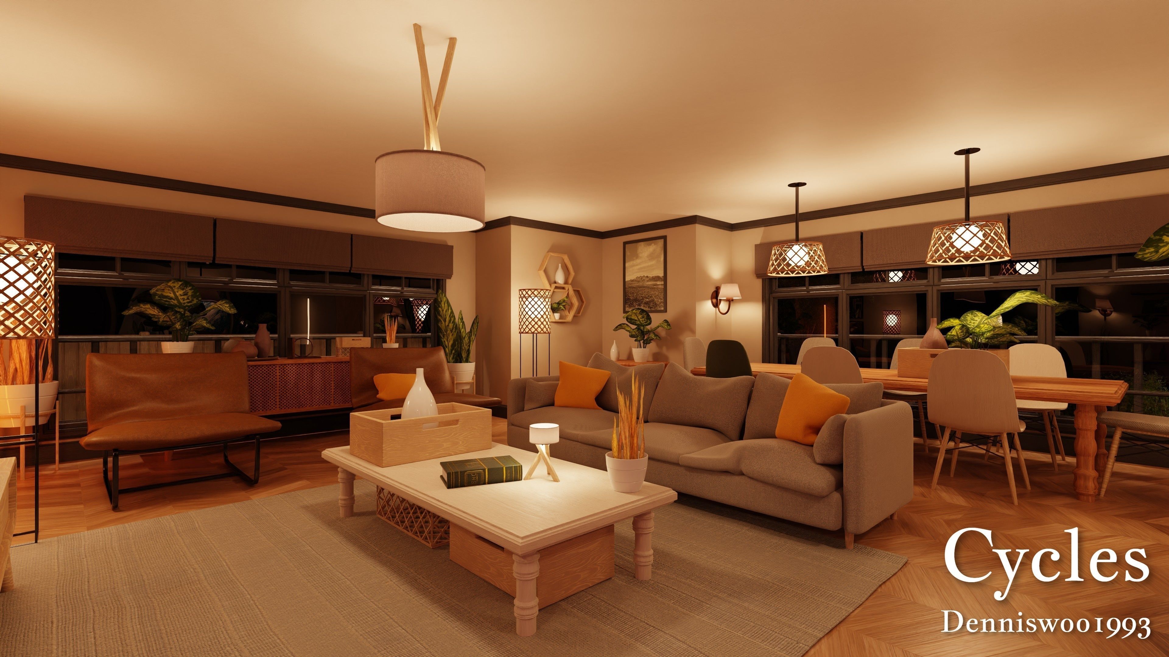 Modular Classic Style American House 18 Low-poly 3D model_26