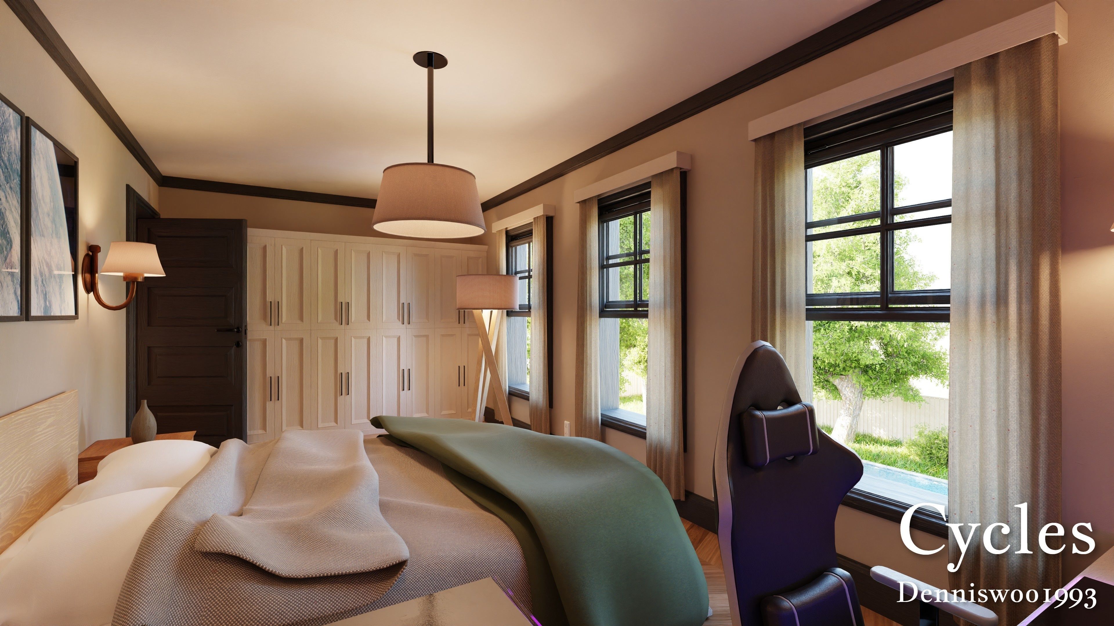 Modular Classic Style American House 18 Low-poly 3D model_21