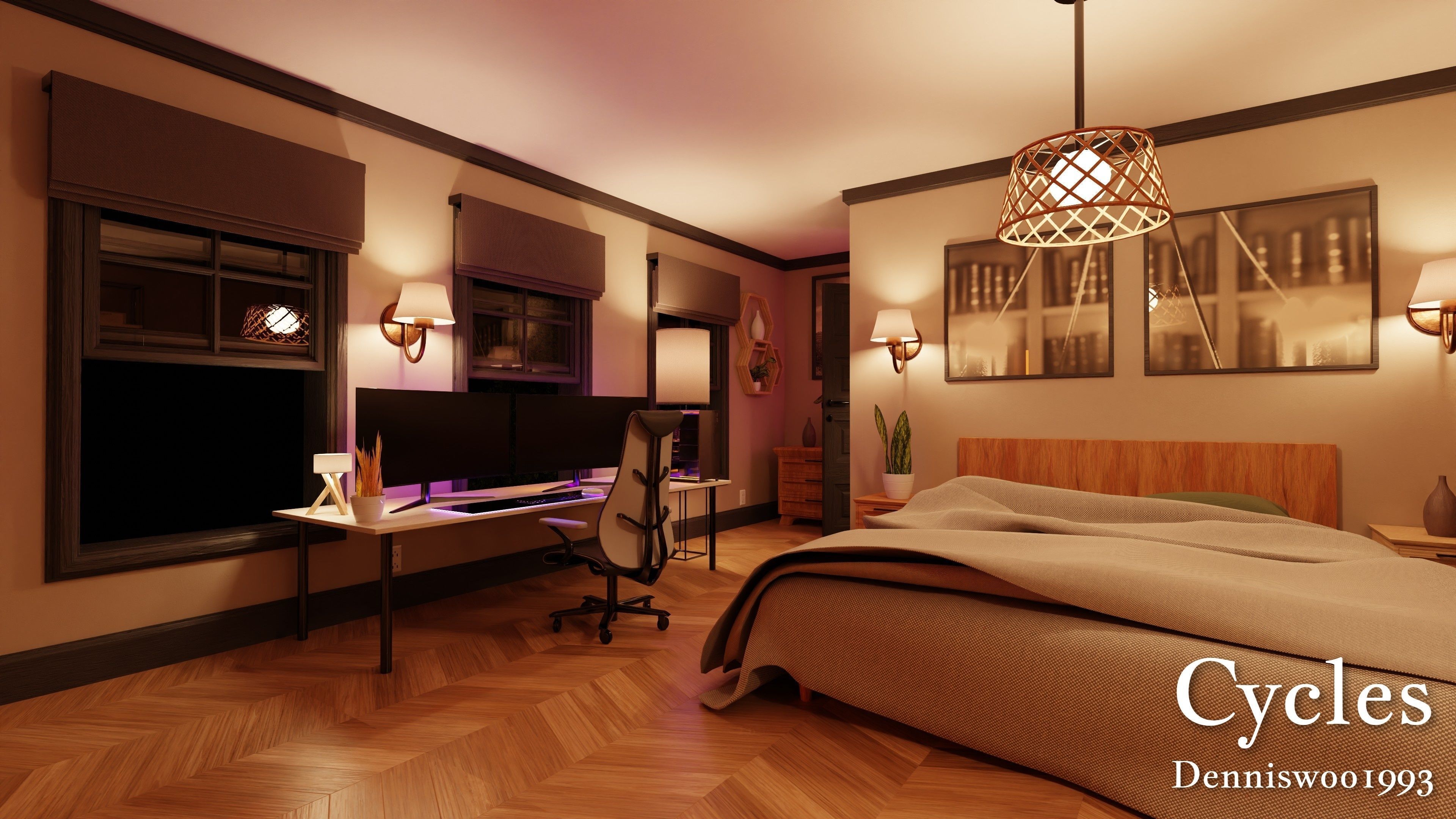 Modular Classic Style American House 18 Low-poly 3D model_35