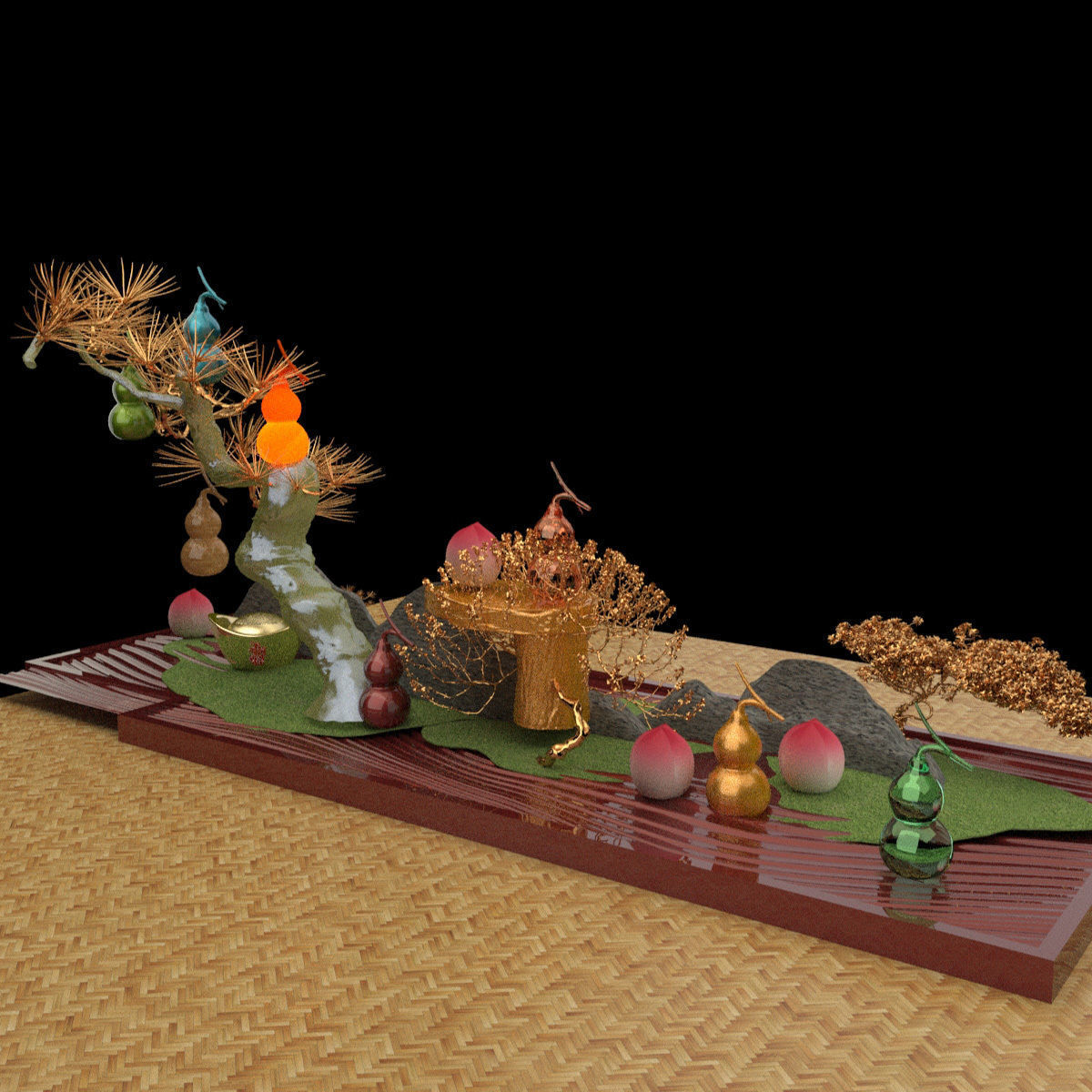 Chinese gourd tree   3D model_4