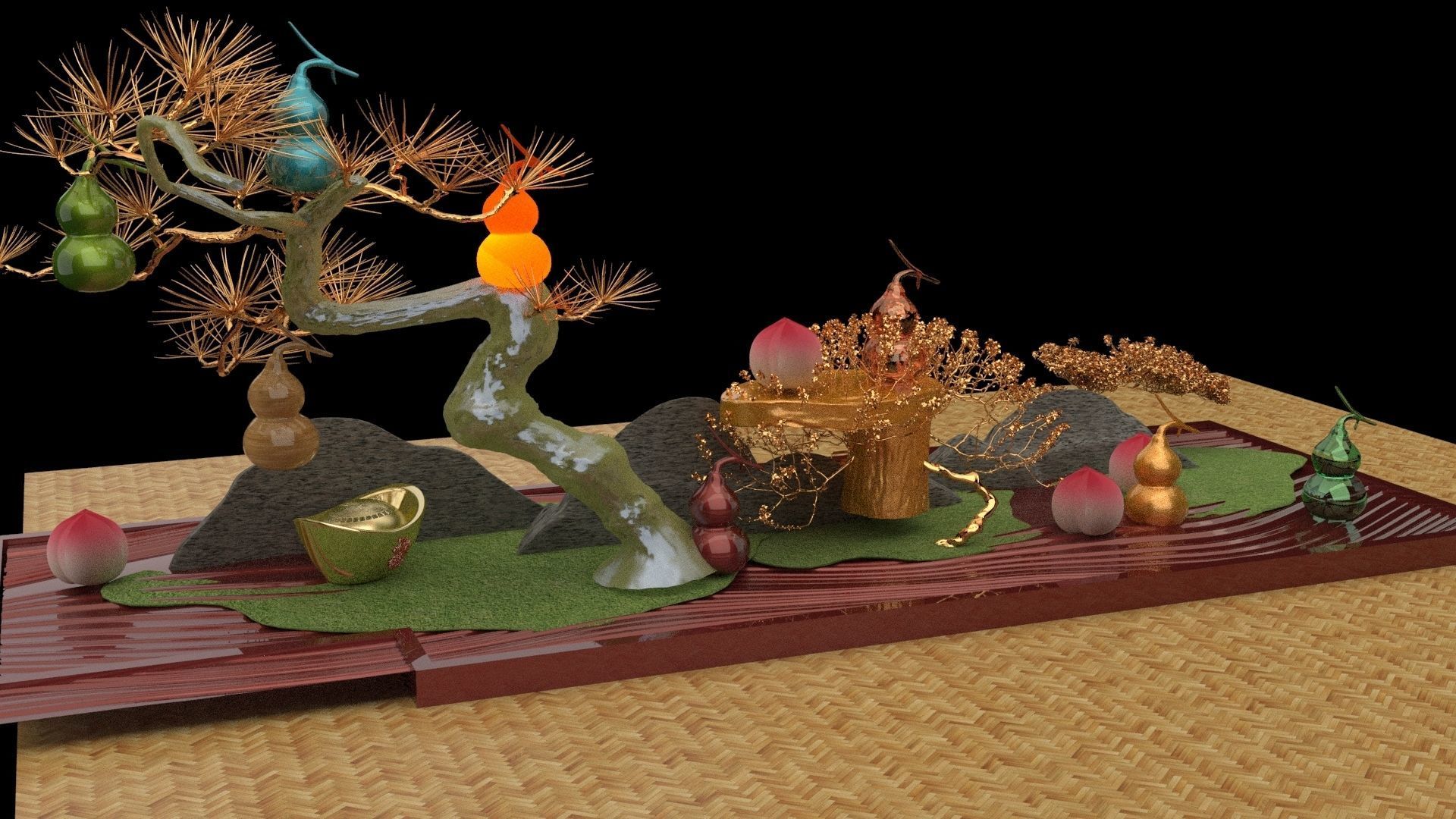 Chinese gourd tree   3D model_1