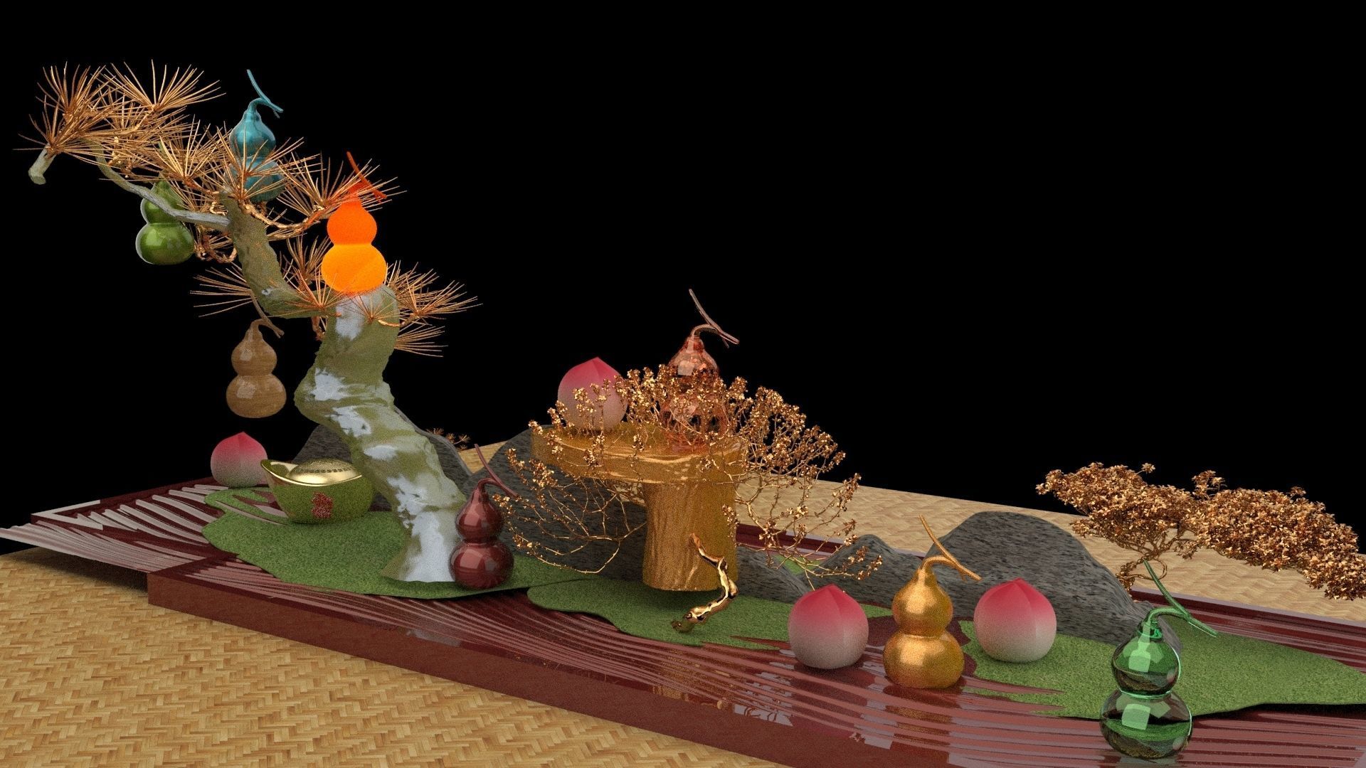 Chinese gourd tree   3D model_3