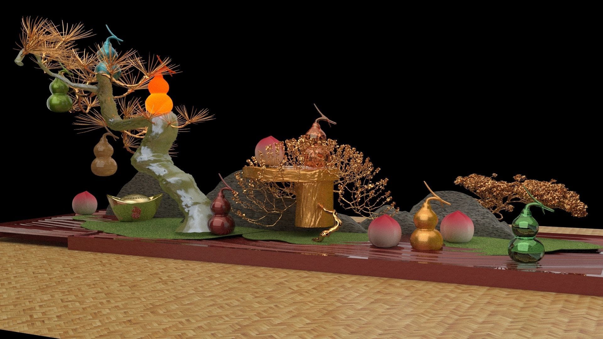 Chinese gourd tree   3D model_2