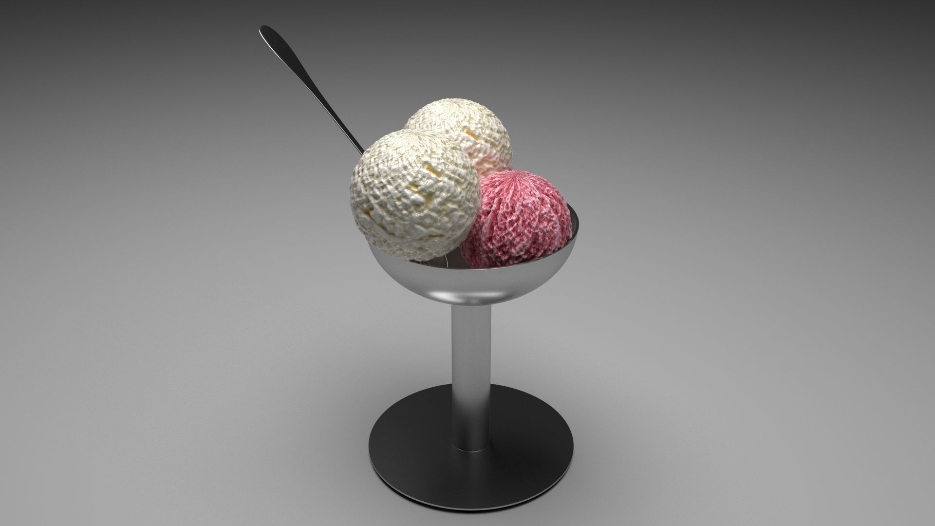 Ice Creams In Ice Cream Bowl 3D model_4