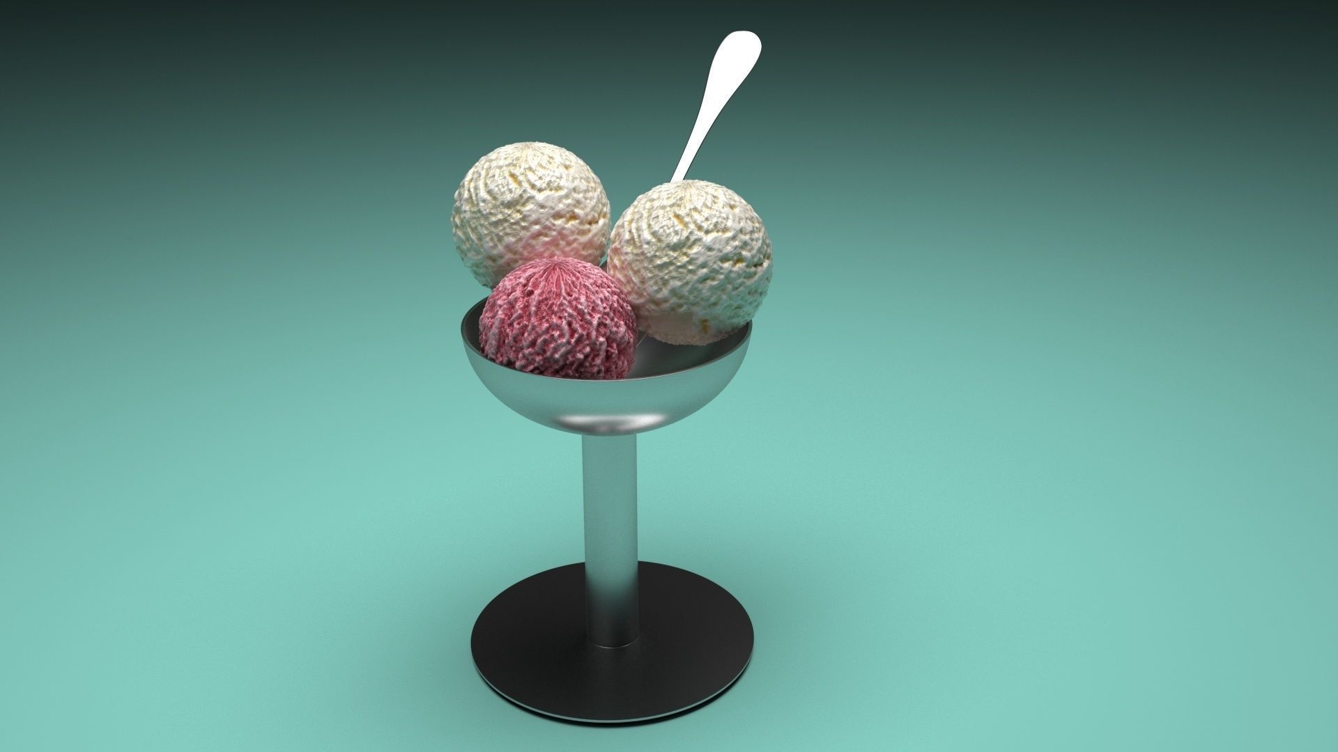 Ice Creams In Ice Cream Bowl 3D model_8