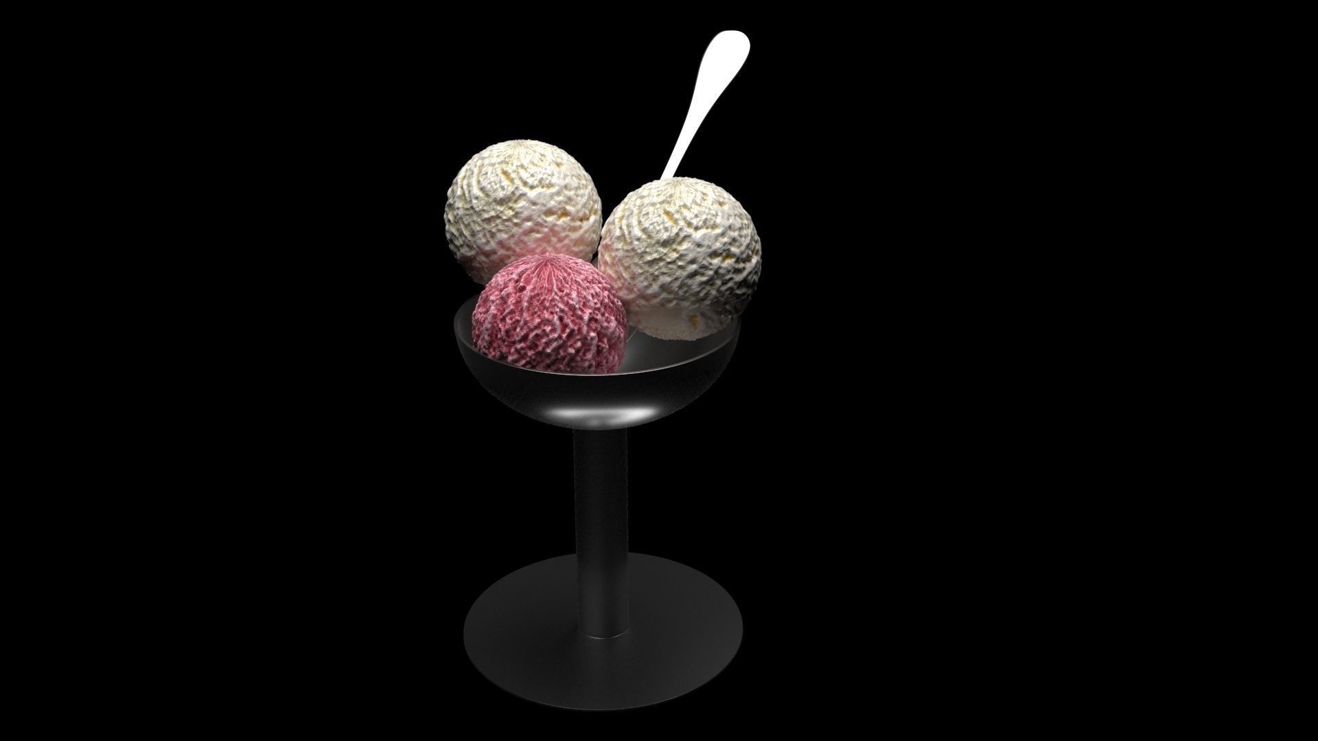 Ice Creams In Ice Cream Bowl 3D model_9