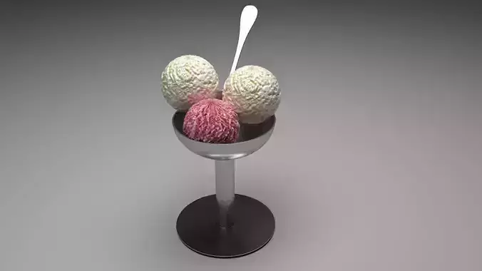 Ice Creams In Ice Cream Bowl 3D model
