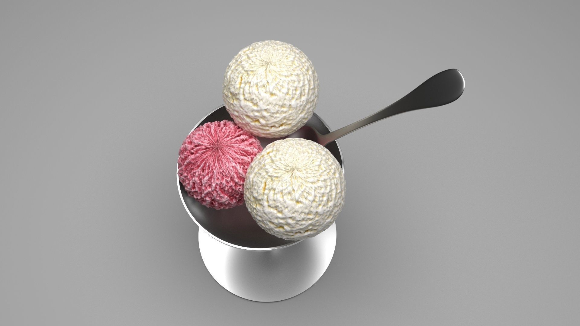 Ice Creams In Ice Cream Bowl 3D model_1