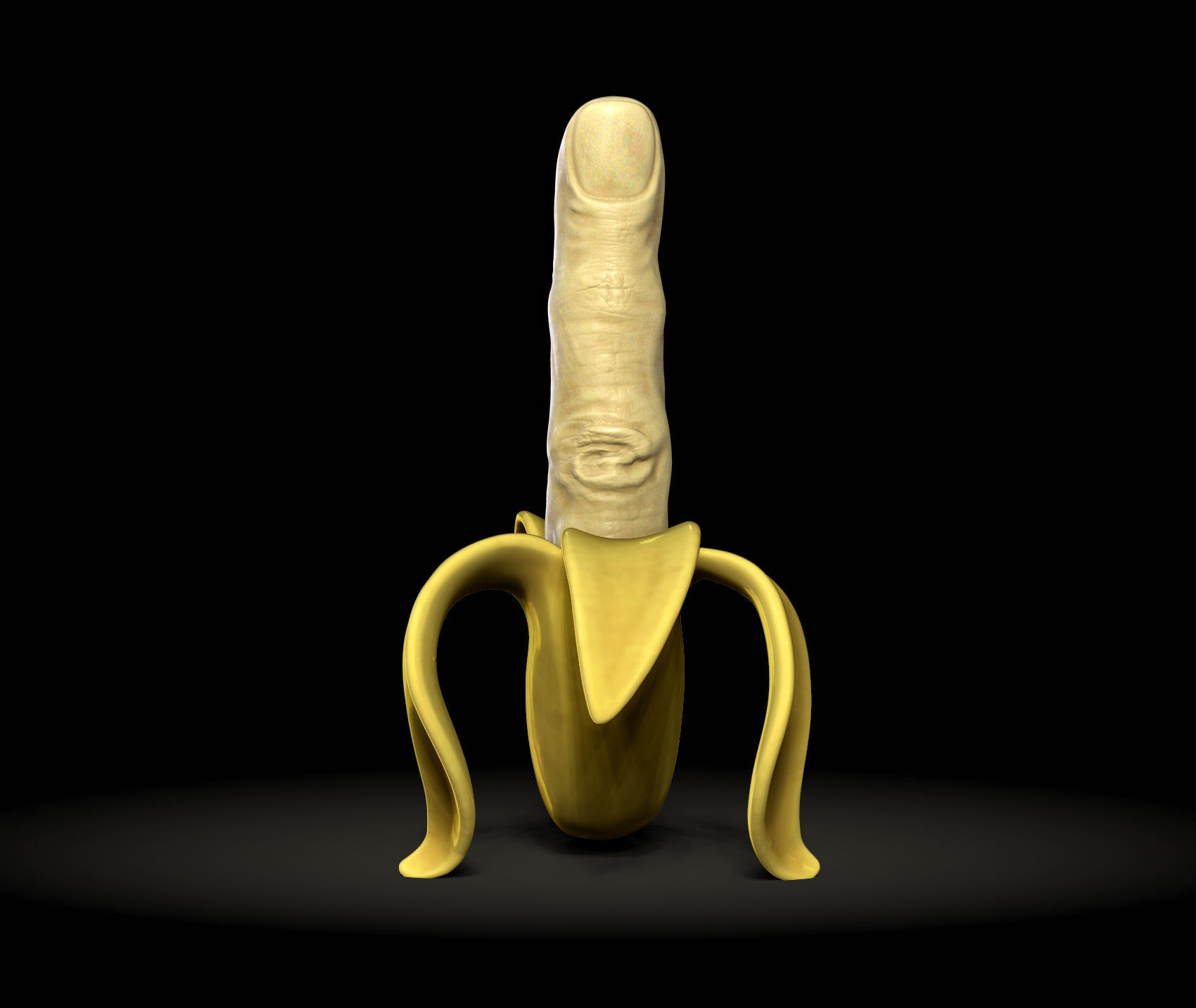 Rebellious Banana - Middle Finger Banana - flip off  3D print model_7