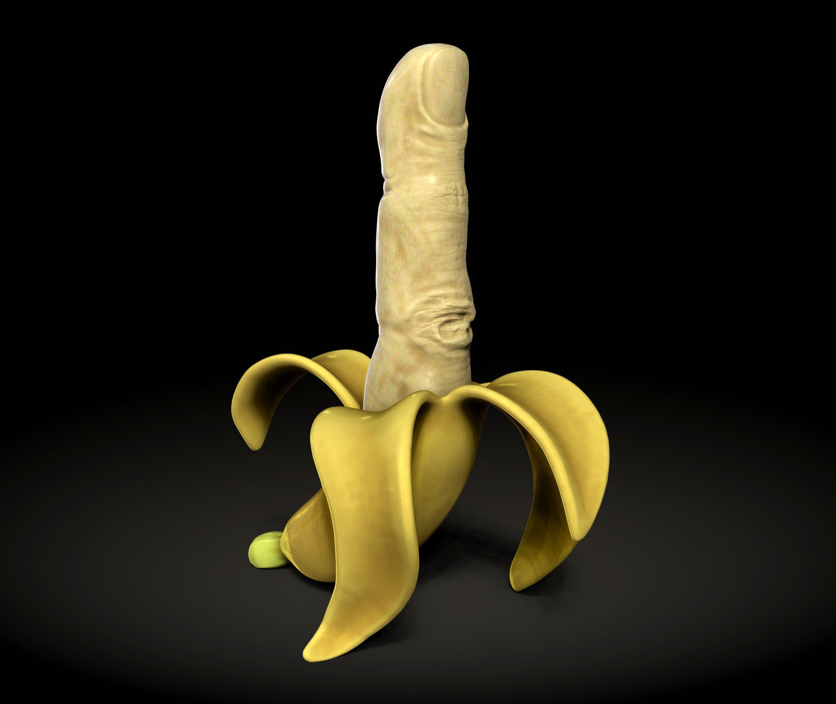 Rebellious Banana - Middle Finger Banana - flip off  3D print model_9
